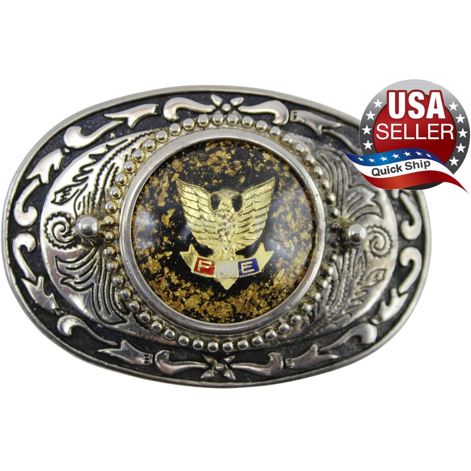 Other Fraternal Order of Eagles Belt Buckle • Oval Filigreed Size ONE SIZE - 1 Thumbnail
