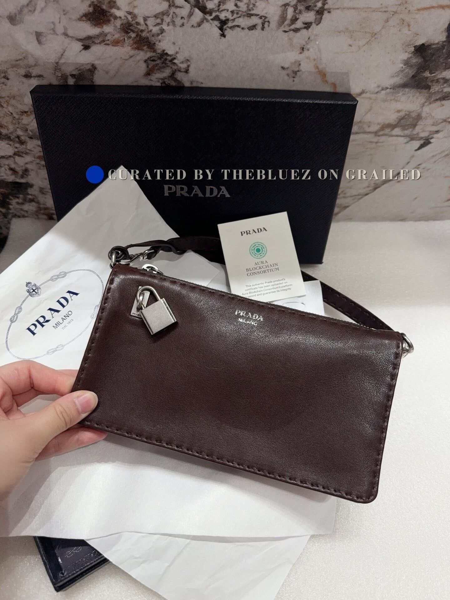 Prada Prada Brown Zip Clutch Handbag Size ONE SIZE - 1 Thumbnail