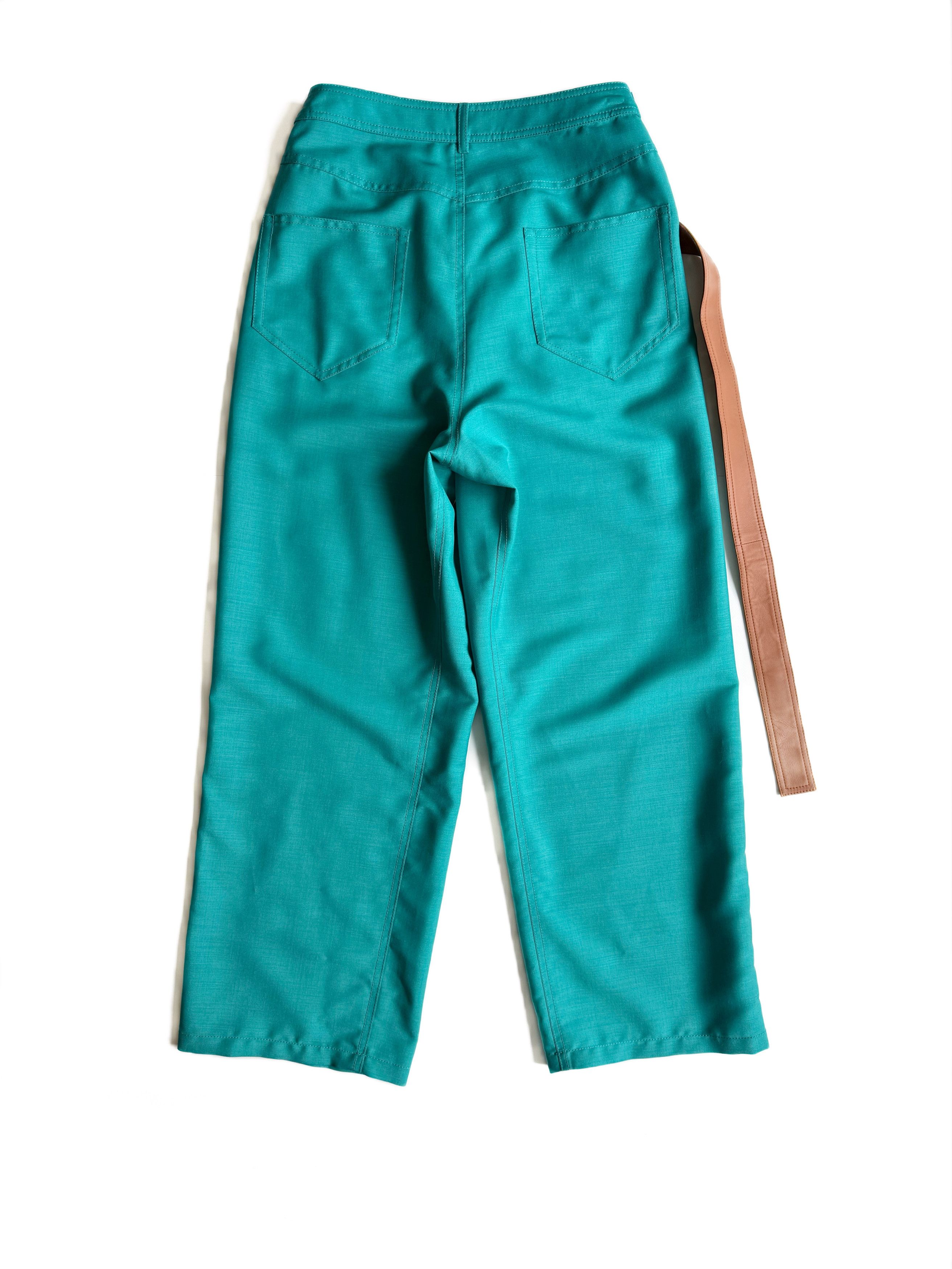 Lanvin Women's Lanvin Mohair Wool Wide Pants With Leather Belt Sz40 Size 28" / US 6 / IT 42 - 2 Thumbnail