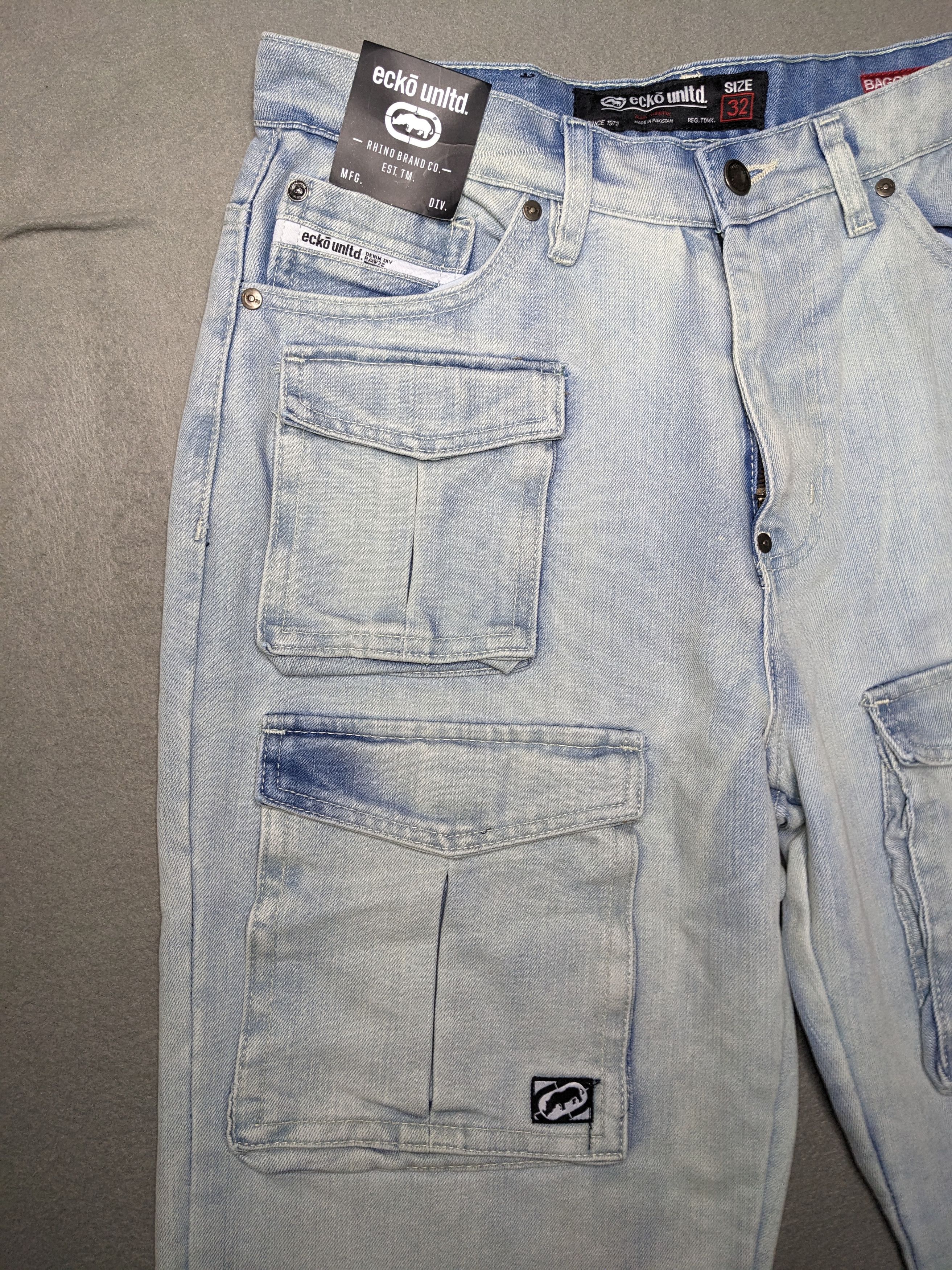Ecko Unltd. VTG Y2K Ecko Unltd Denim Cargo Pants 33x31 Baggy Jeans NWT Size US 33 - 5 Thumbnail