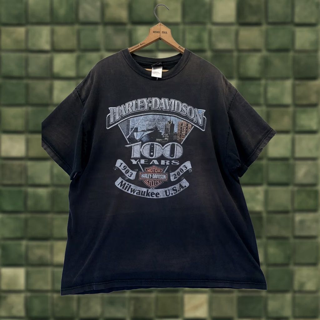Harley Davidson VINTAGE Harley-Davidson Milwaukee 100th Anniversary T Shirt Mens XL Black Short Sleeve Crew Neck Logo 100th Anniversary Size US XL / EU 56 / 4 - 1 Thumbnail