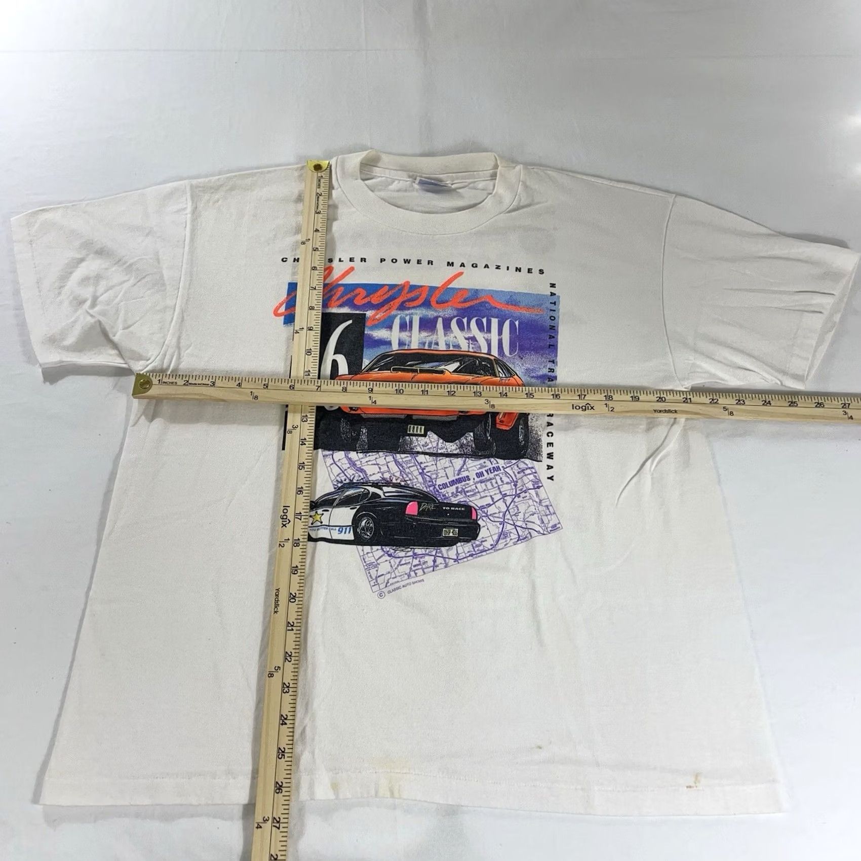 Hanes VINTAGE Hanes T-Shirt Men L White 1990s Classic Graphic 90s Chrysler MOPAR Dodge Single Stitch Cotton Blend Polyester Blend Graphic Print Shirt Mens Size US L / EU 52-54 / 3 - 2 Thumbnail