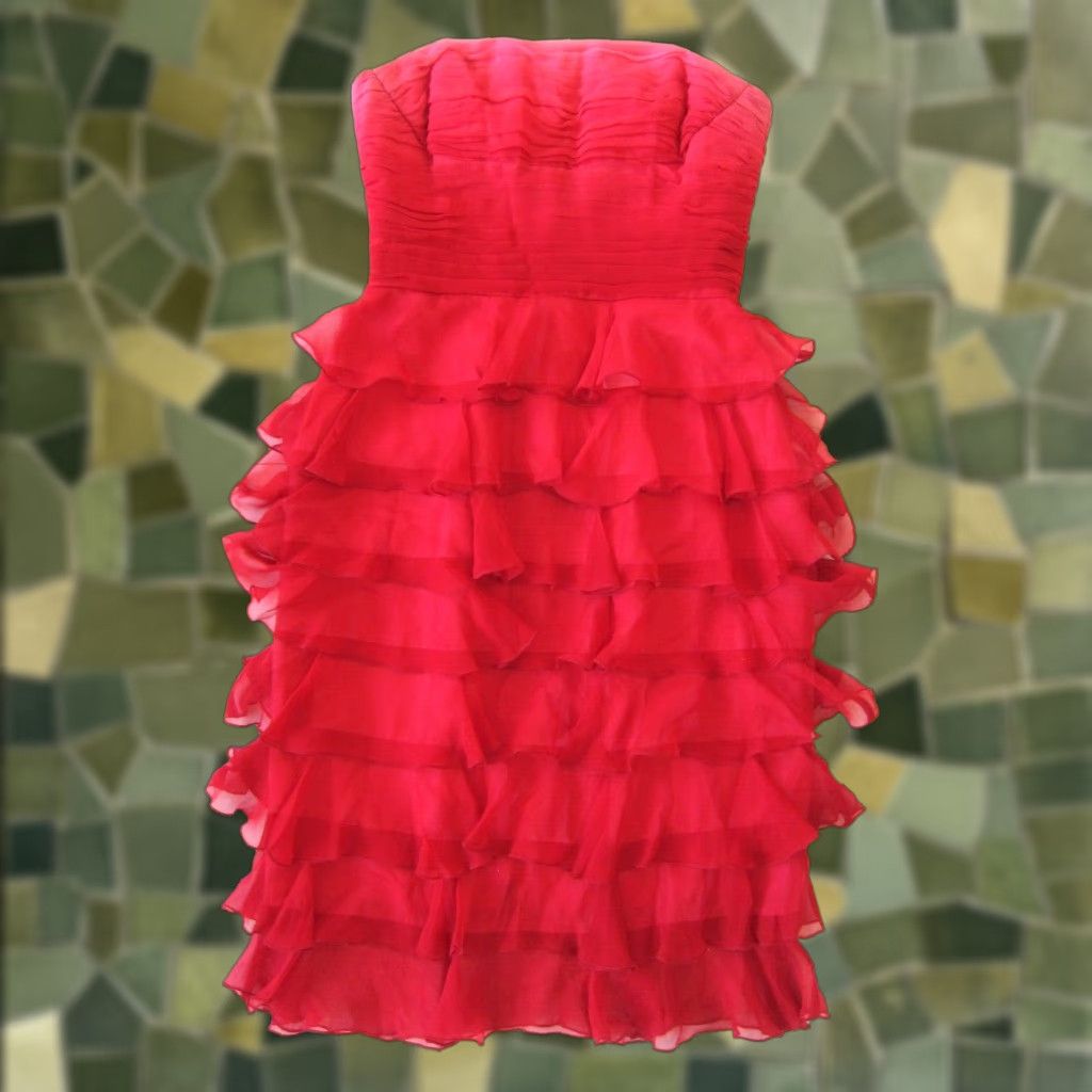Laundry by Shelli Segal Laundry by Shelli Segal Dress 2 Strapless Pink 100% Silk Ruched Ruffle Party Knee Length Size XS / US 0-2 / IT 36-38 - 1 Thumbnail