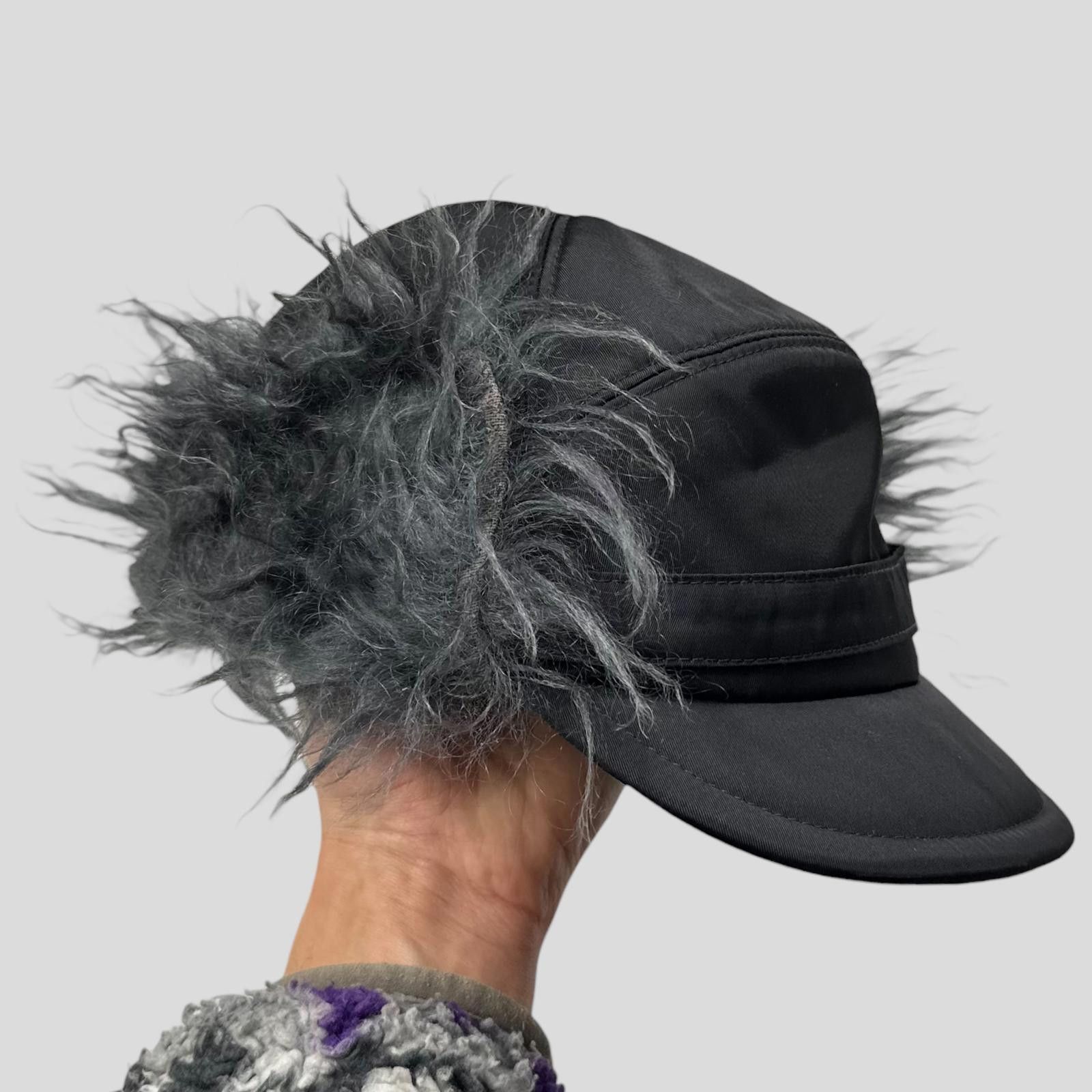 Prada Prada Milano FW19 Mohair Triangle Logo Nylon Trapper Hat S/M Size ONE SIZE - 1 Thumbnail