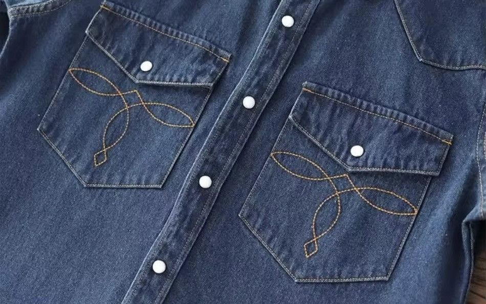 Japanese Brand × Vintage Design Washed Heavyweight Cowboy Shirt Size US M / EU 48-50 / 2 - 5 Thumbnail