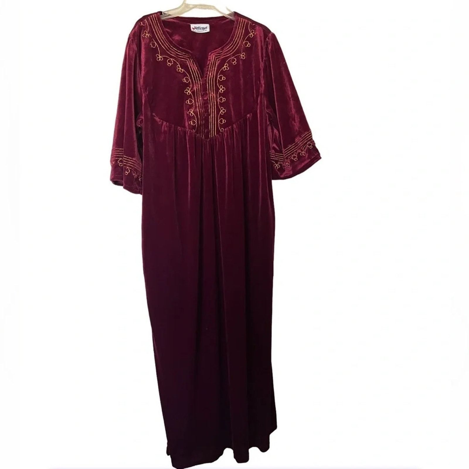 The Unbranded Brand National vintage long velour caftan robe, medium to large Size M / US 6-8 / IT 42-44 - 1 Thumbnail