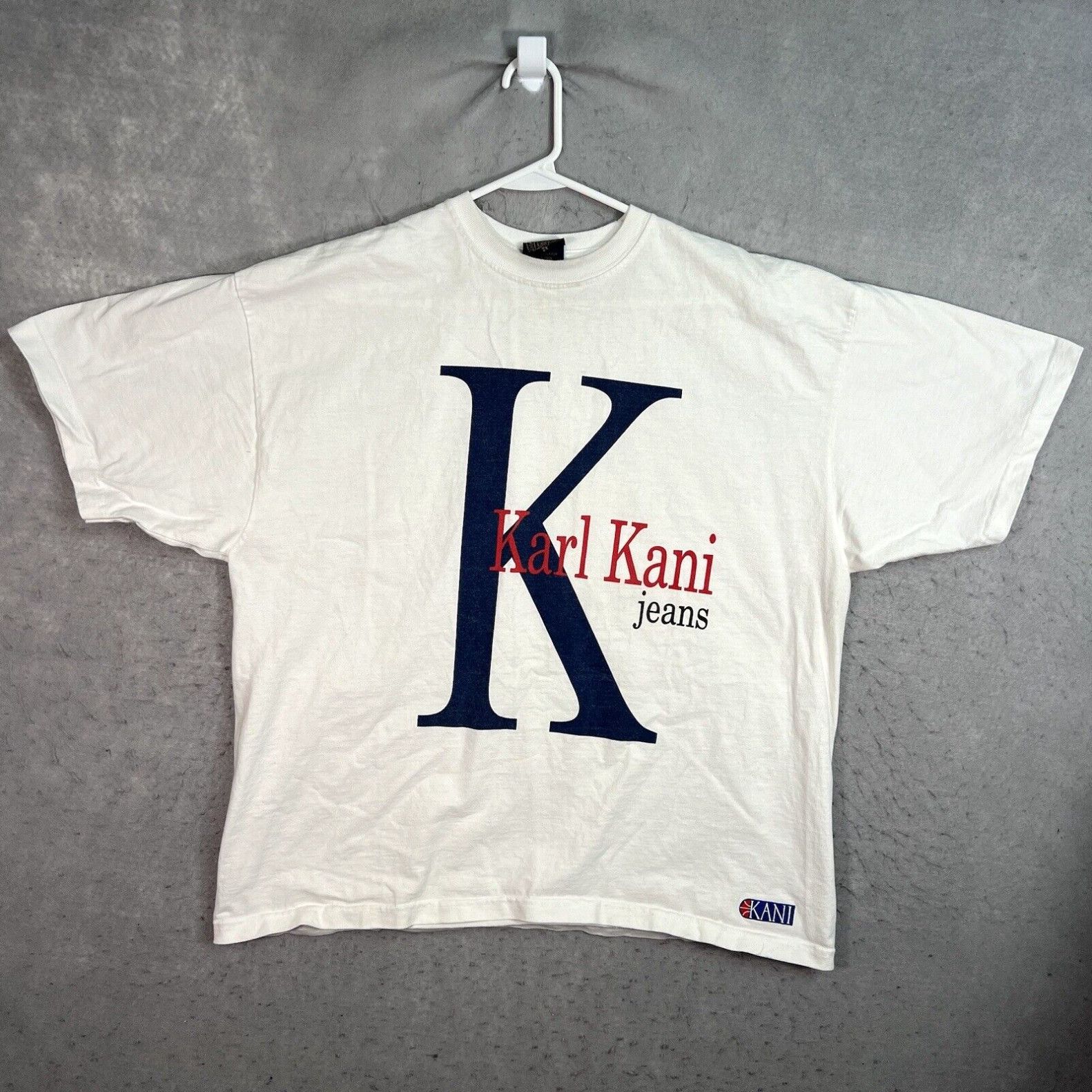 image of Vintage 90's Karl Kani Jeans Graphic T Shirt Adult 2Xl White Mens