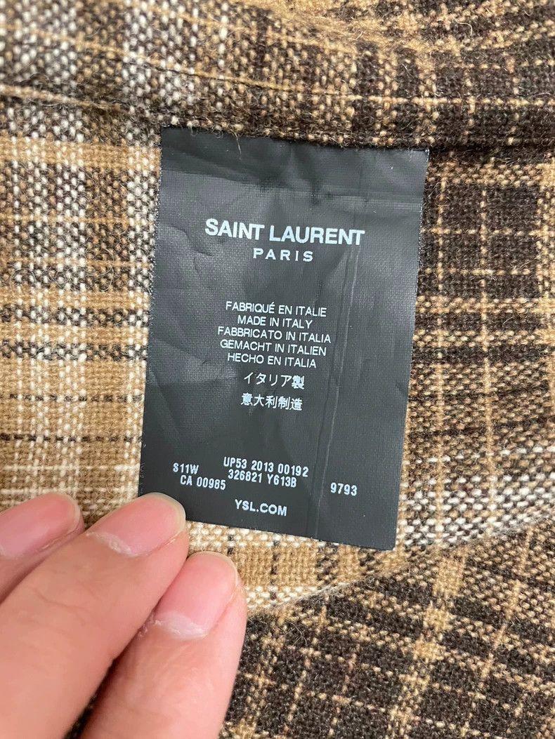 Saint Laurent Paris Saint Laurent Paris 13FW First Year Show Wool Checkered Shi Size US M / EU 48-50 / 2 - 6 Thumbnail