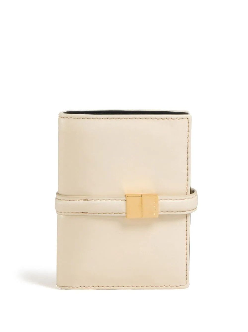 image of Marni O1W1Db10524 Size-Os Fold Leather Wallet In Beige, Women's