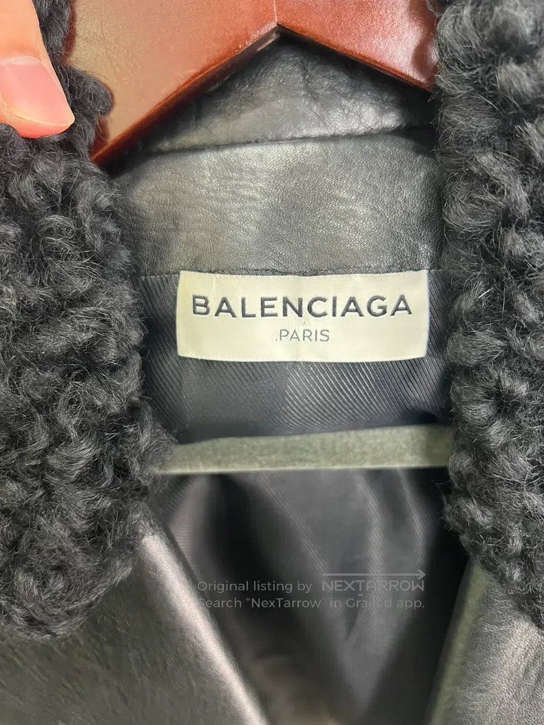 Balenciaga Balenciaga Black Teddy Fur Collar Leather Jacket Size S / US 4 / IT 40 - 4 Thumbnail