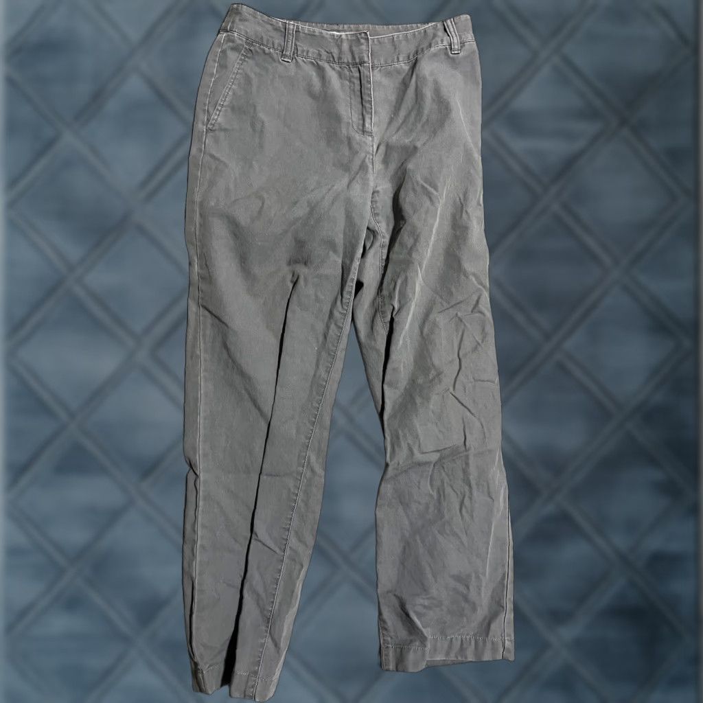 Liz Claiborne Liz Claiborne Pants Womens 4P Petite Gray 100% Cotton High Rise Chino Flat Front Straight Leg Mens/Womens Size 27" / US 4 / IT 40 - 1 Thumbnail