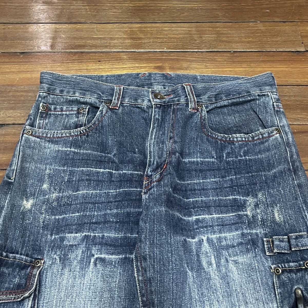 If Six Was Nine × Japanese Brand × Le Grande Bleu (L.G.B.) Very Rare Vintage Japanese Brand Tactical Cargo Jeans 2000s Size US 33 - 3 Thumbnail