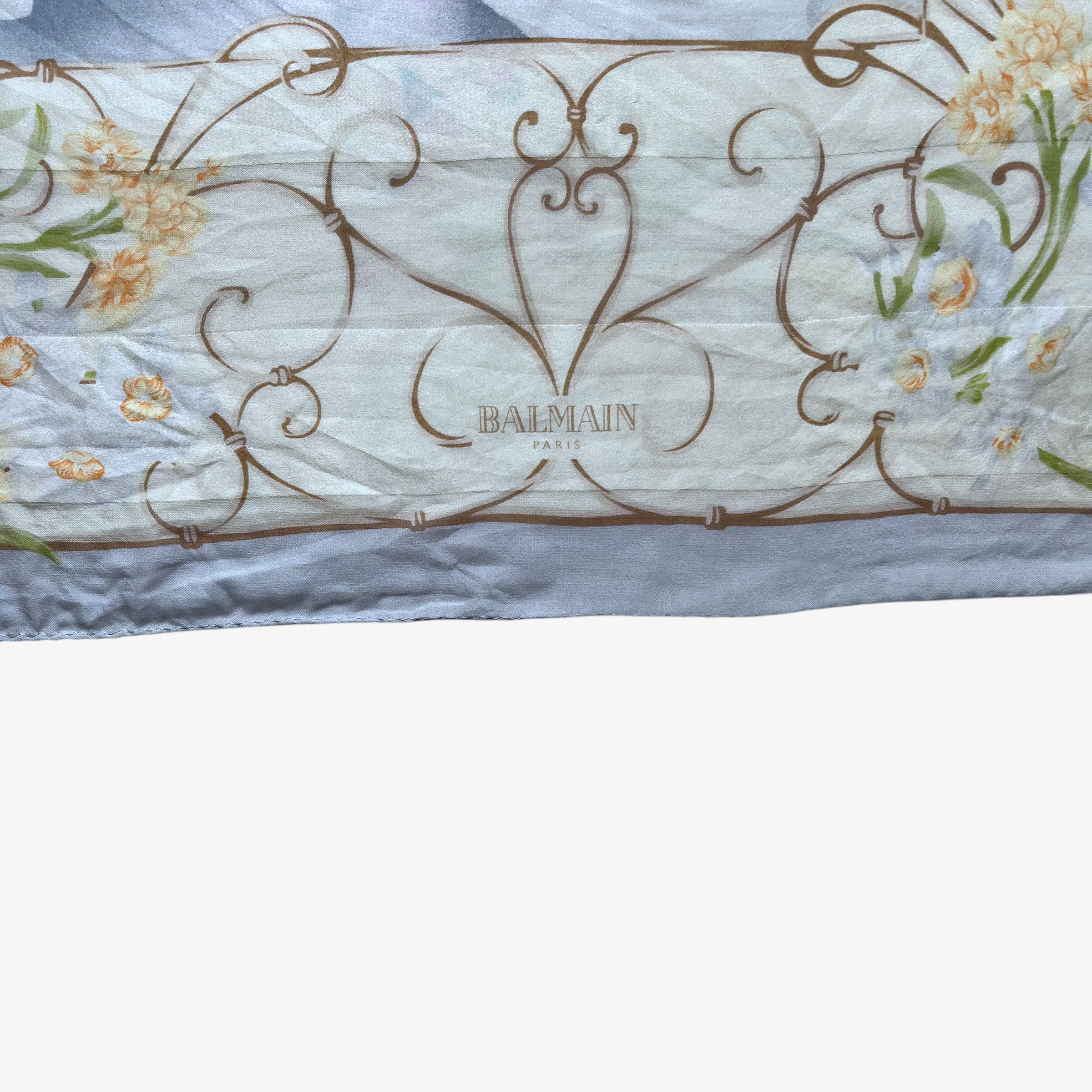 Balmain Vintage 90s Pierre Balmain Abstract Floral Print Silk Scarf Size ONE SIZE - 3 Thumbnail