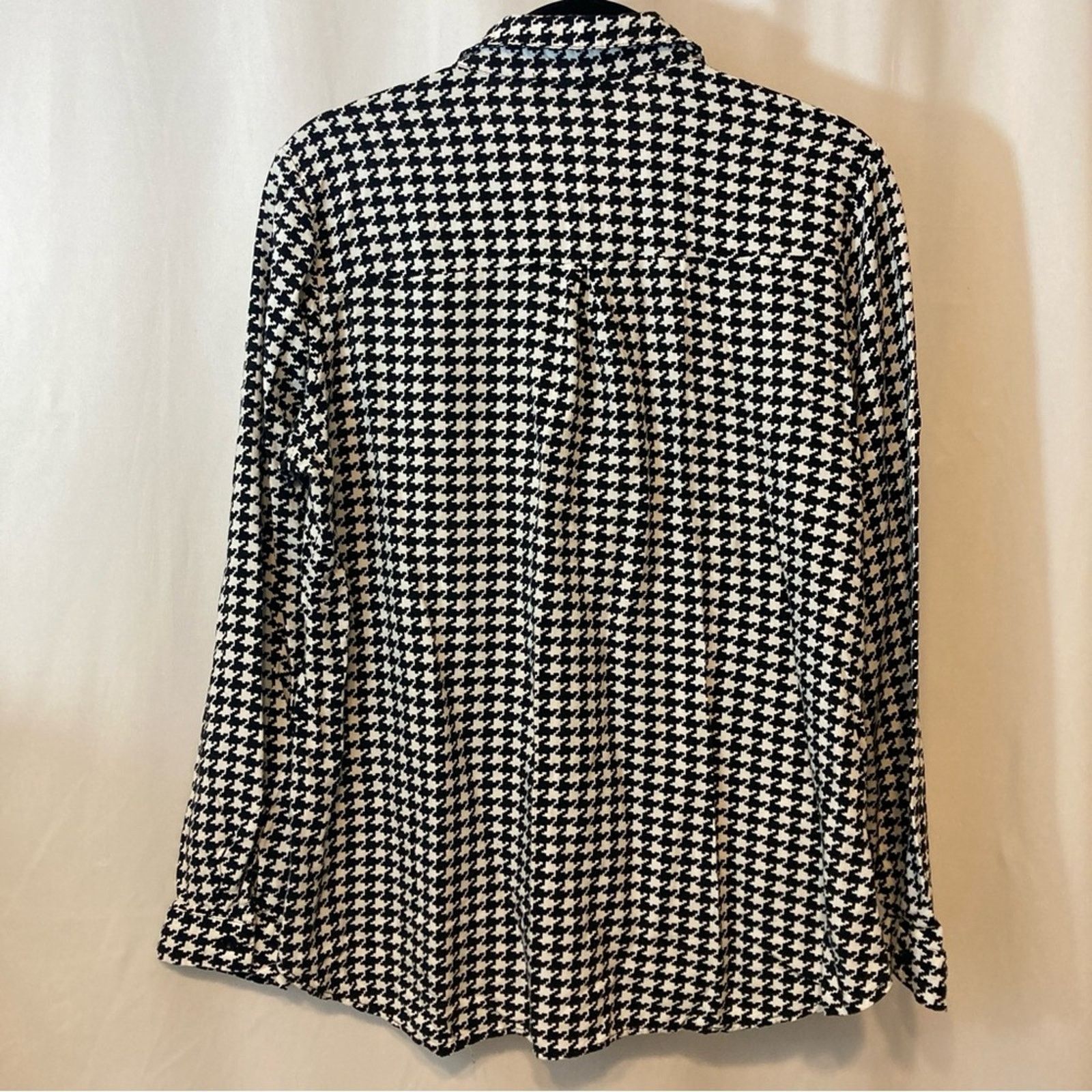 Other Big Dart Retro Black White Houndstooth Plaid Blouse Top Size M / US 6-8 / IT 42-44 - 7 Thumbnail