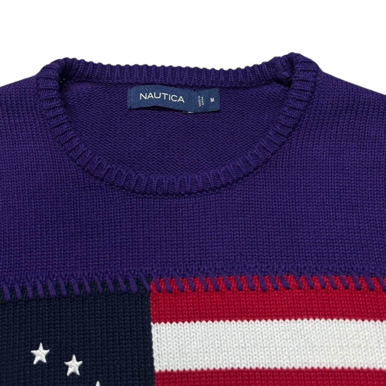 Nautica × Vintage Nautica Knitted Sweater Flag Intarsia Purple Size US M / EU 48-50 / 2 - 4 Thumbnail