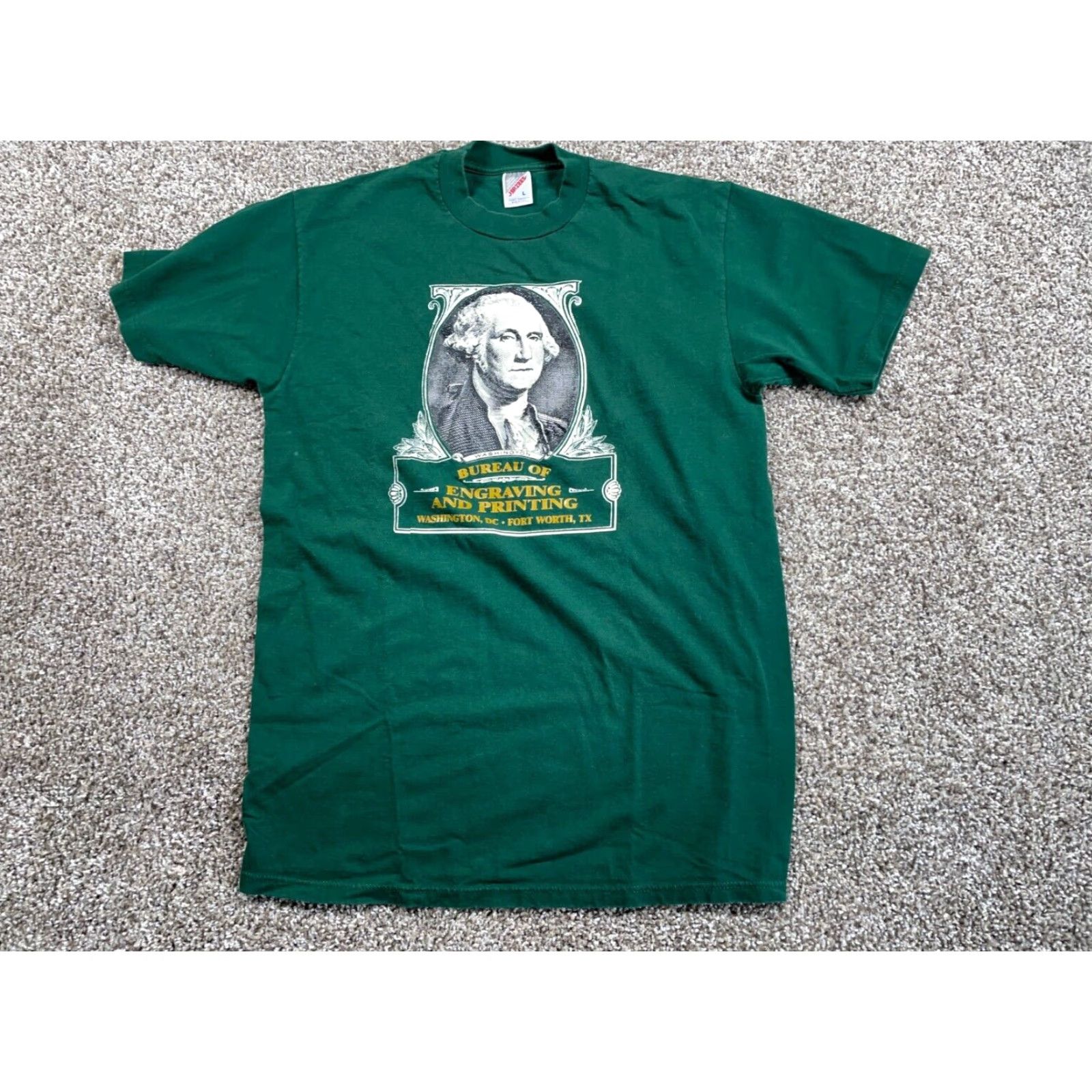 Jerzees VINTAGE Jerzees T-Shirt Men Large Green Buck Stops Here 90s Graphic Print Cotton Midwest Size US L / EU 52-54 / 3 - 2 Thumbnail