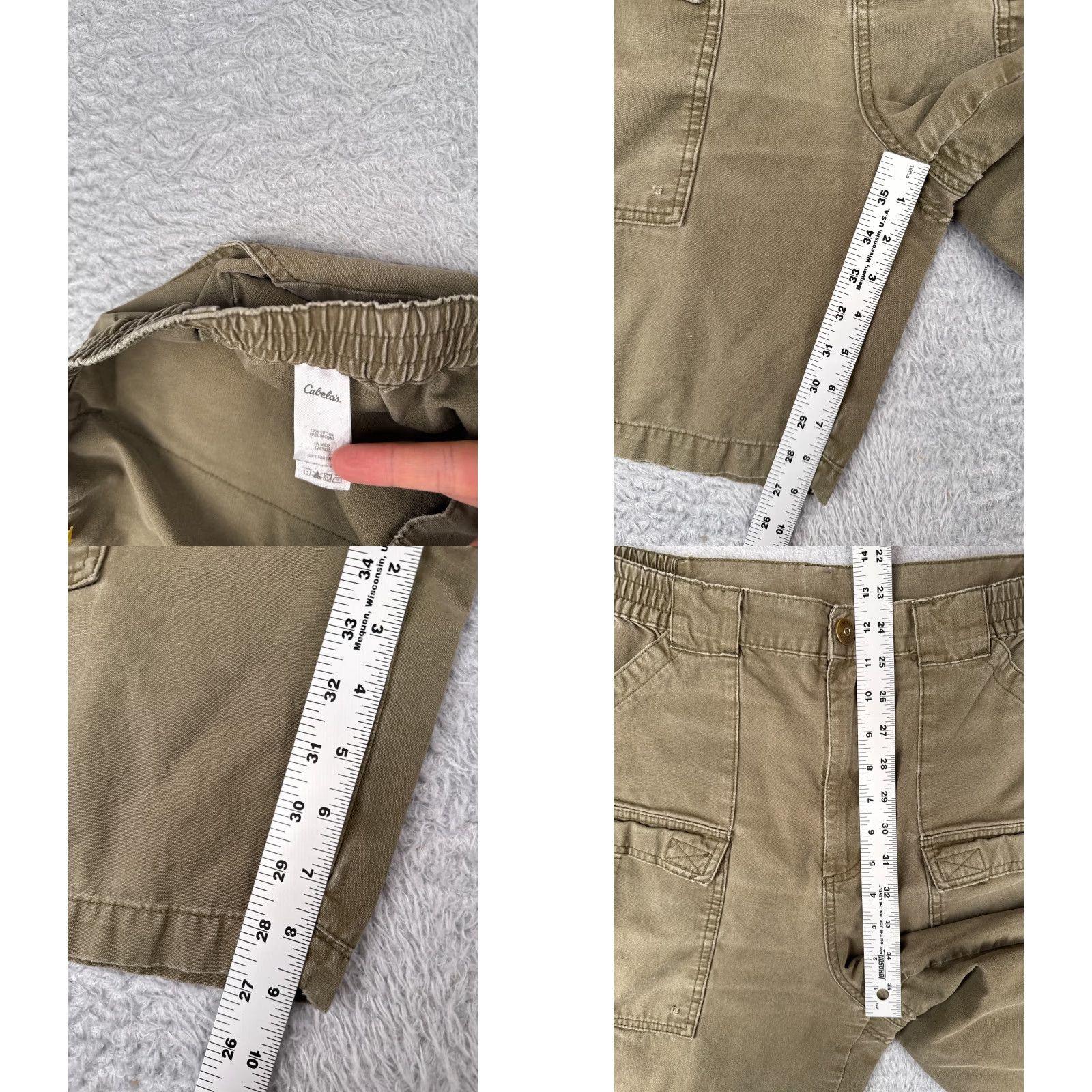Vintage Cabela's Cargo Shorts Men 38 Beige 100% Cotton Duck Canvas Hiking Camping 38x9 Regular Inseam Beige Logo Pockets Mens Size US 38 / EU 54 - 8 Thumbnail