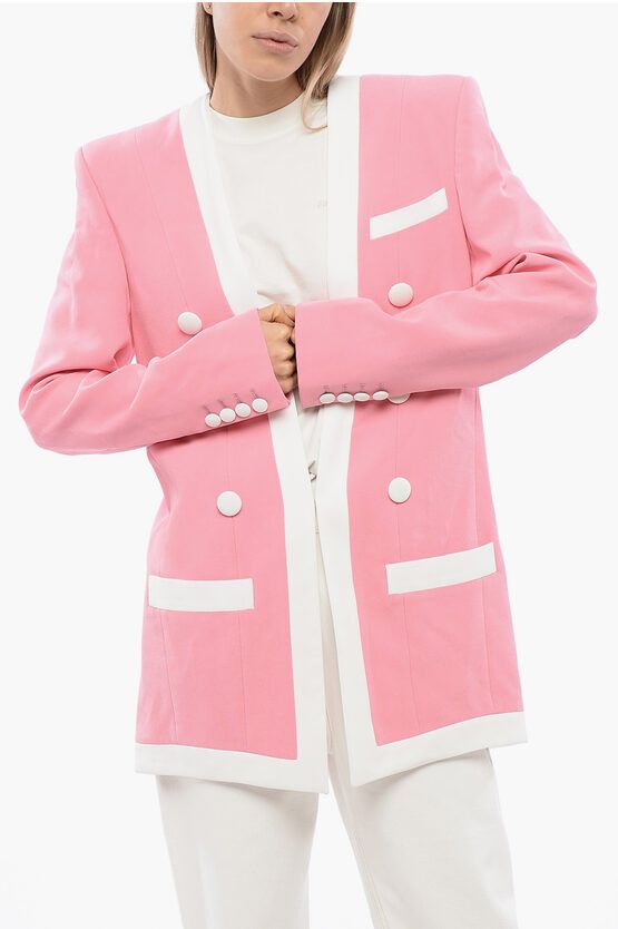 Balmain o1y0525 Blazer in Pink/White Size S / US 4 / IT 40 - 1 Thumbnail