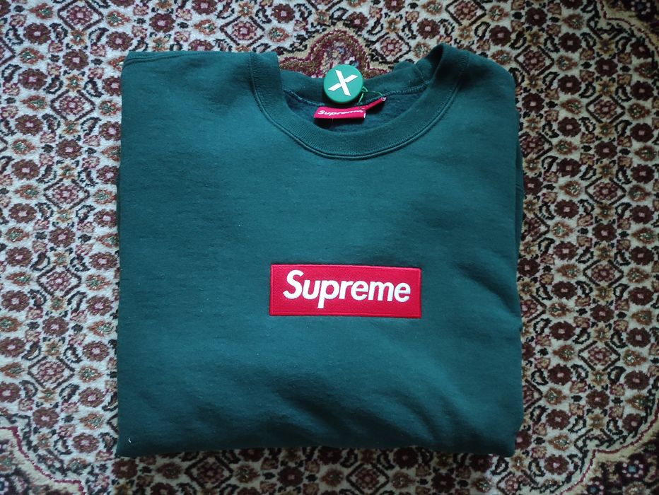 Supreme Supreme Box Logo Crewneck Dark Pine size L | Grailed