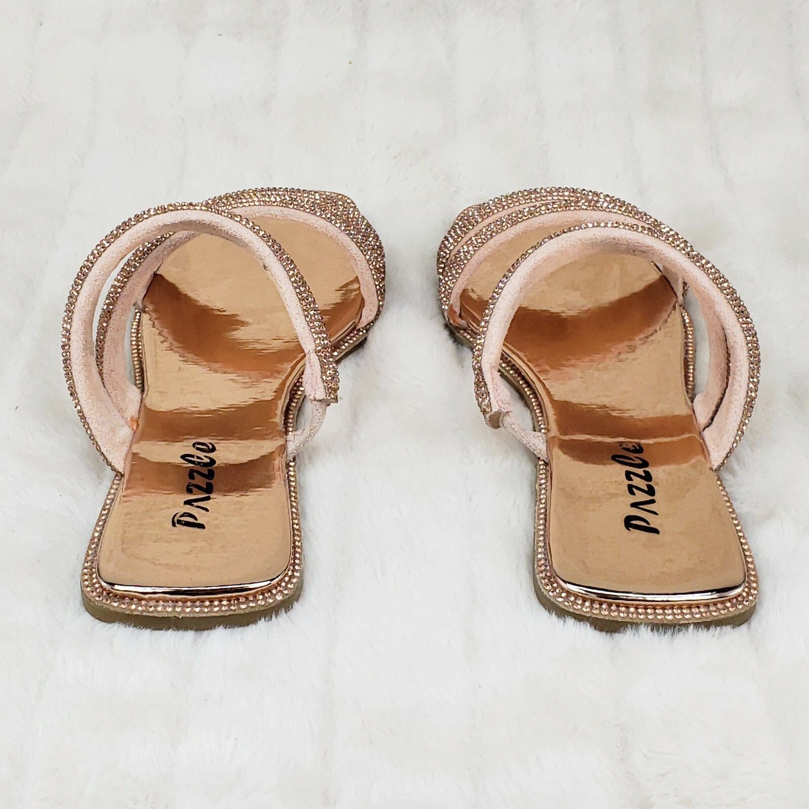 Other Sparkle Triple Padded Strap Slip On Rose Gold Rhinestone San Size US 8.5 / IT 38.5 - 4 Thumbnail