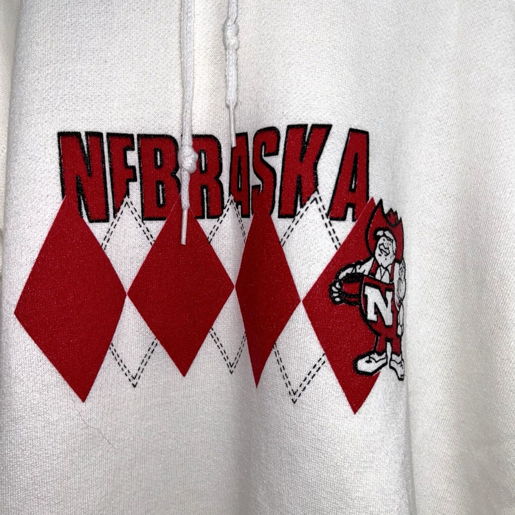 Vintage VINTAGE Discus Athletic University Of Nebraska Herbie Husker Hoodie Men’s XL Shirt Adult XL White Graphic Print Size US XL / EU 56 / 4 - 3 Thumbnail