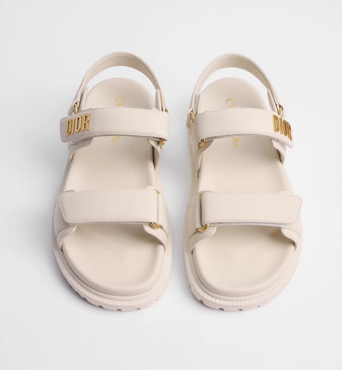 Dior Dior Dioract Sandal Ivory Lambskin Gold Logo Size US 9 / IT 39 - 1 Thumbnail