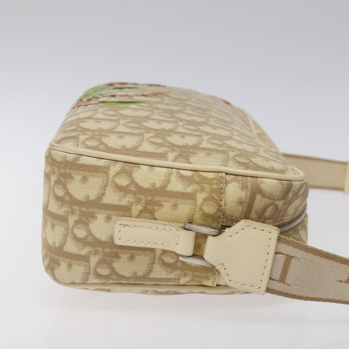 Dior DIOR Trotter Canvas Flower Shoulder Bag Beige Silver Size ONE SIZE - 4 Thumbnail