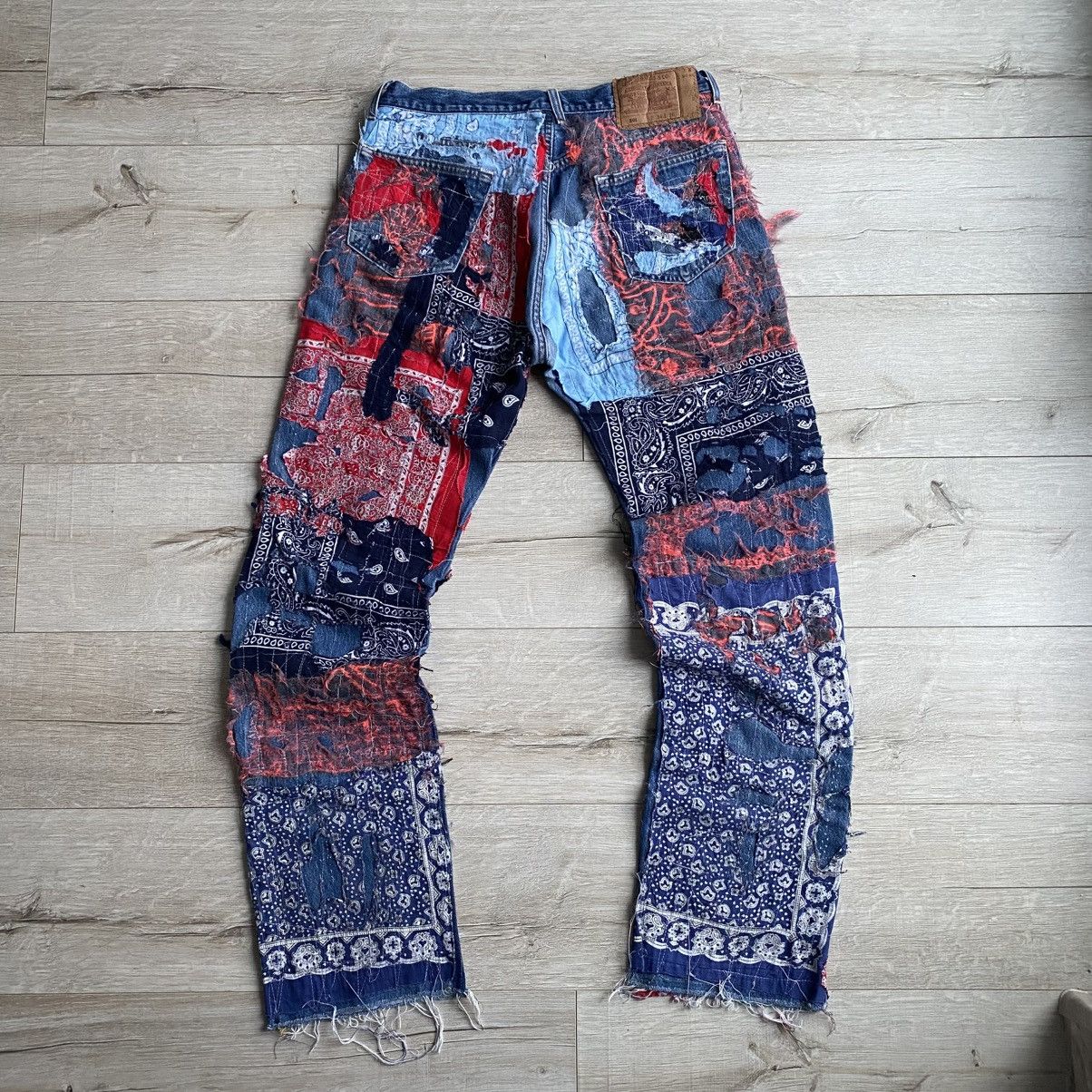 Levi's Reworked Levi’s Bandana Custom Jeans Proleta re Art Size US 34 / EU 50 - 8 Thumbnail