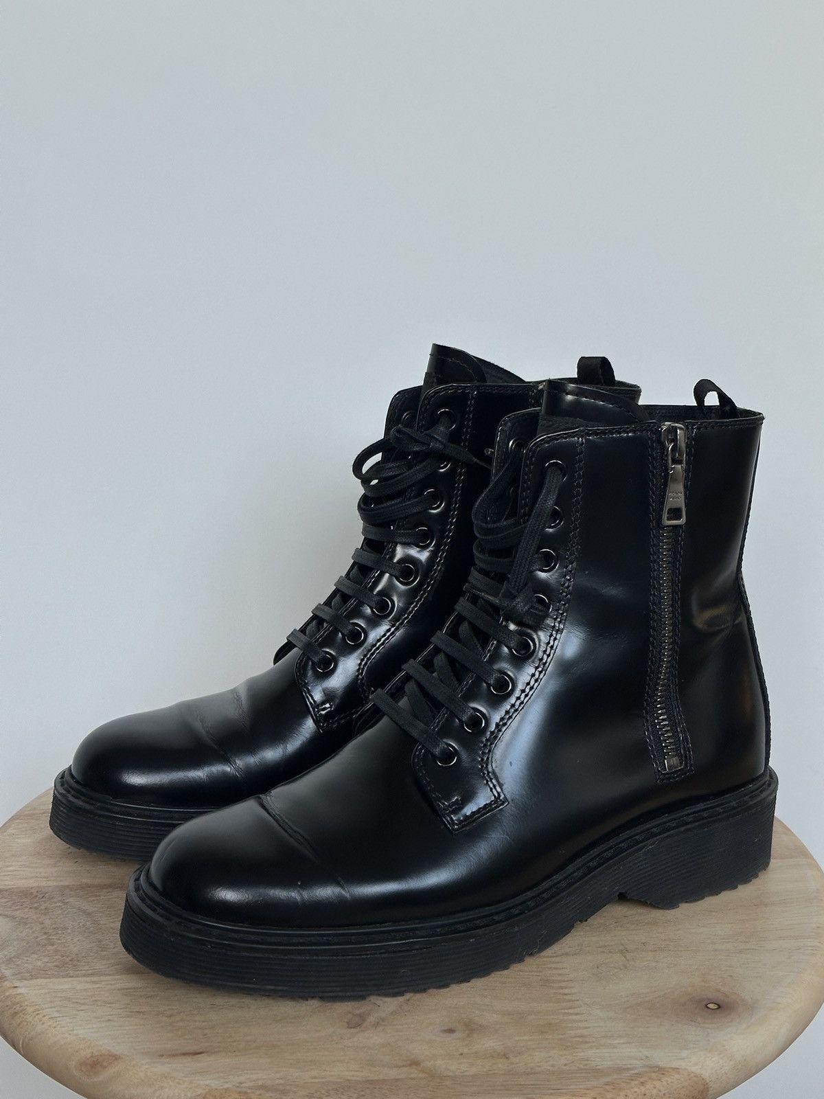 Prada Leather Combat Boots