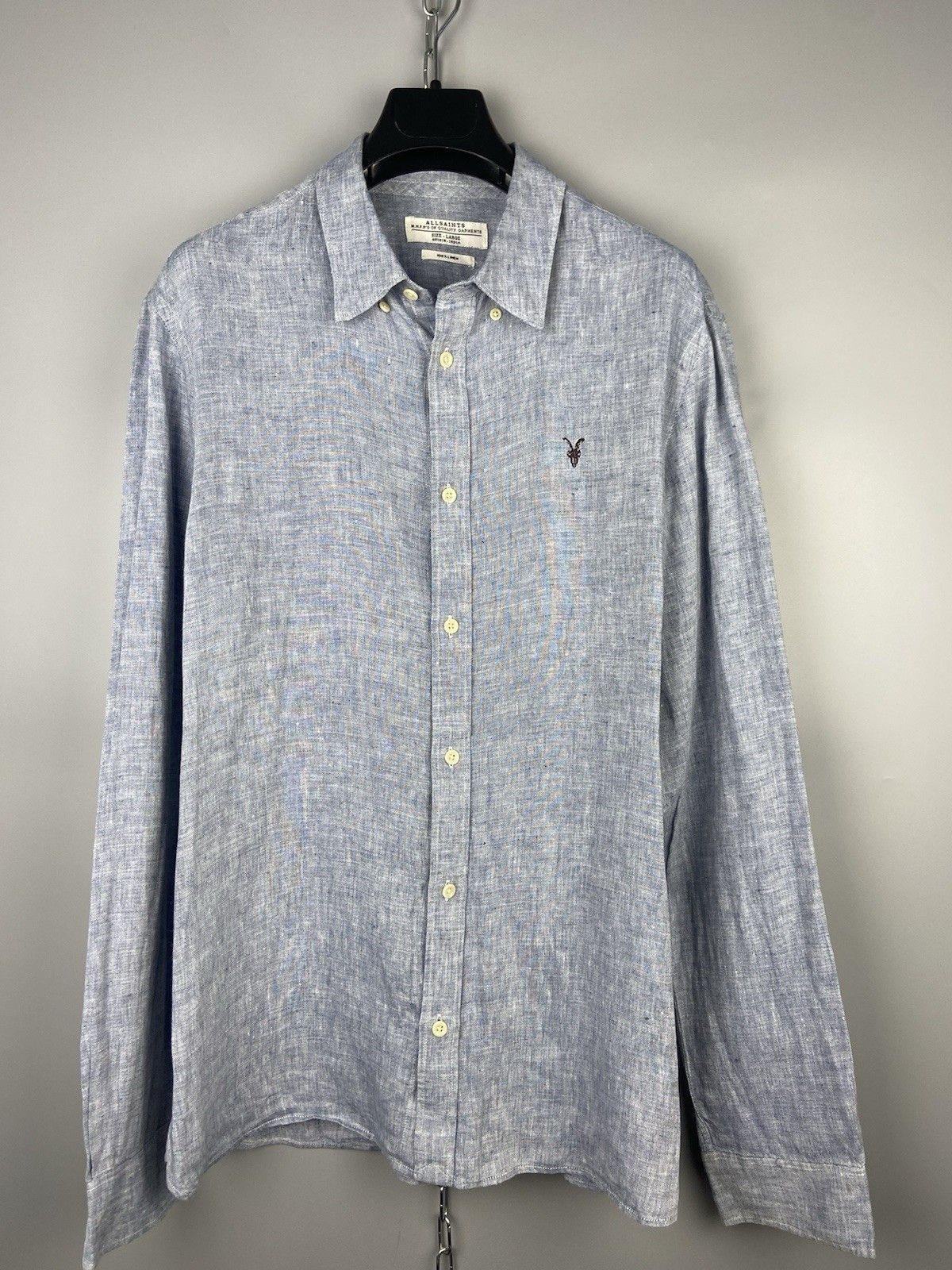 Allsaints Allsaints Linen Button Blue Casual Reaper Shirt Size US L / EU 52-54 / 3 - 1 Thumbnail