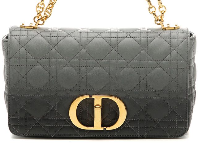 image of Dior Cannage Medium Gradient Calf Gray in Black, Women's