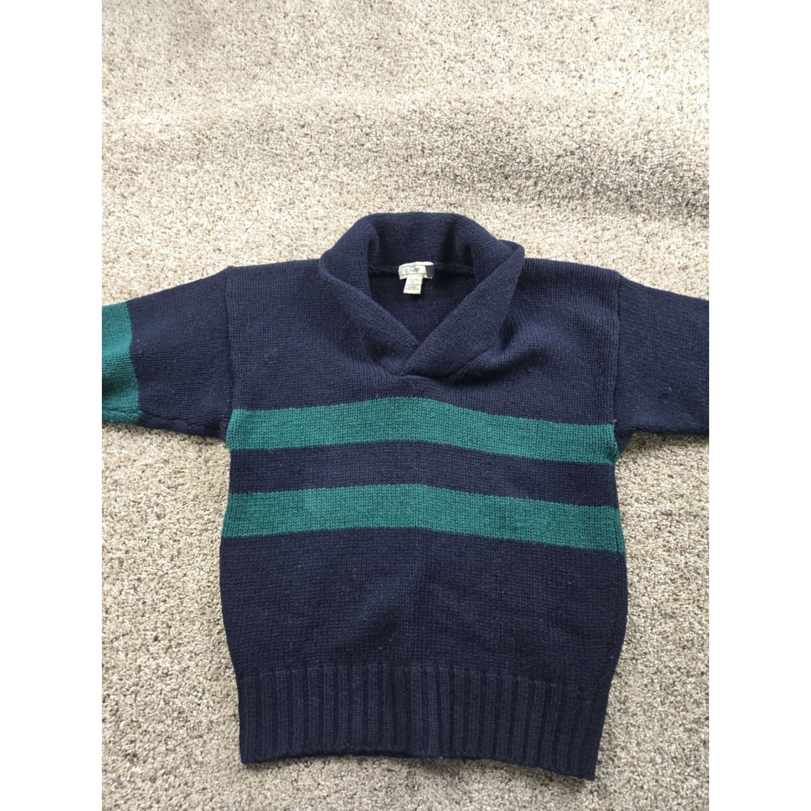 Gap VINTAGE Gap Knit Sweater Mens Small Blue Striped Shawl Collar Pullover Long Sleeve 80s Wool Knit Decade: 80s Size US S / EU 44-46 / 1 - 4 Thumbnail