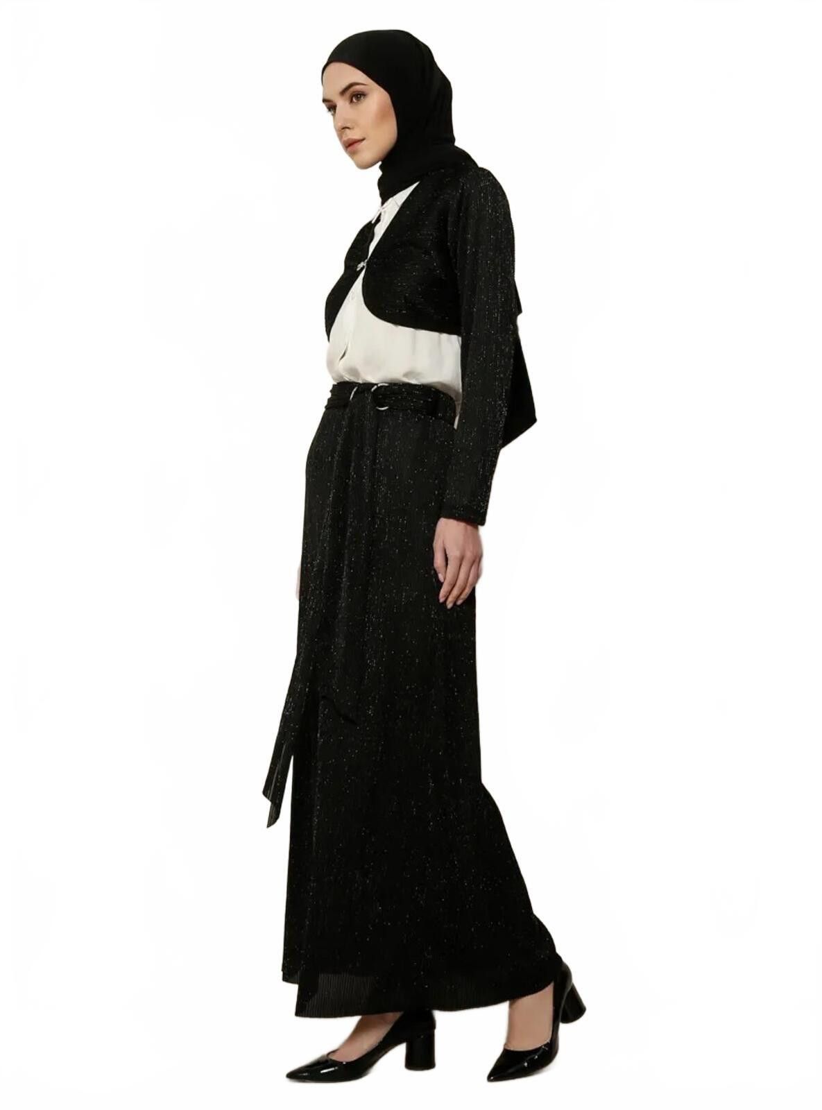 The Unbranded Brand Elegant Black Long Skirt with Belt and Matching Bolero Size S / US 4 / IT 40 - 3 Thumbnail