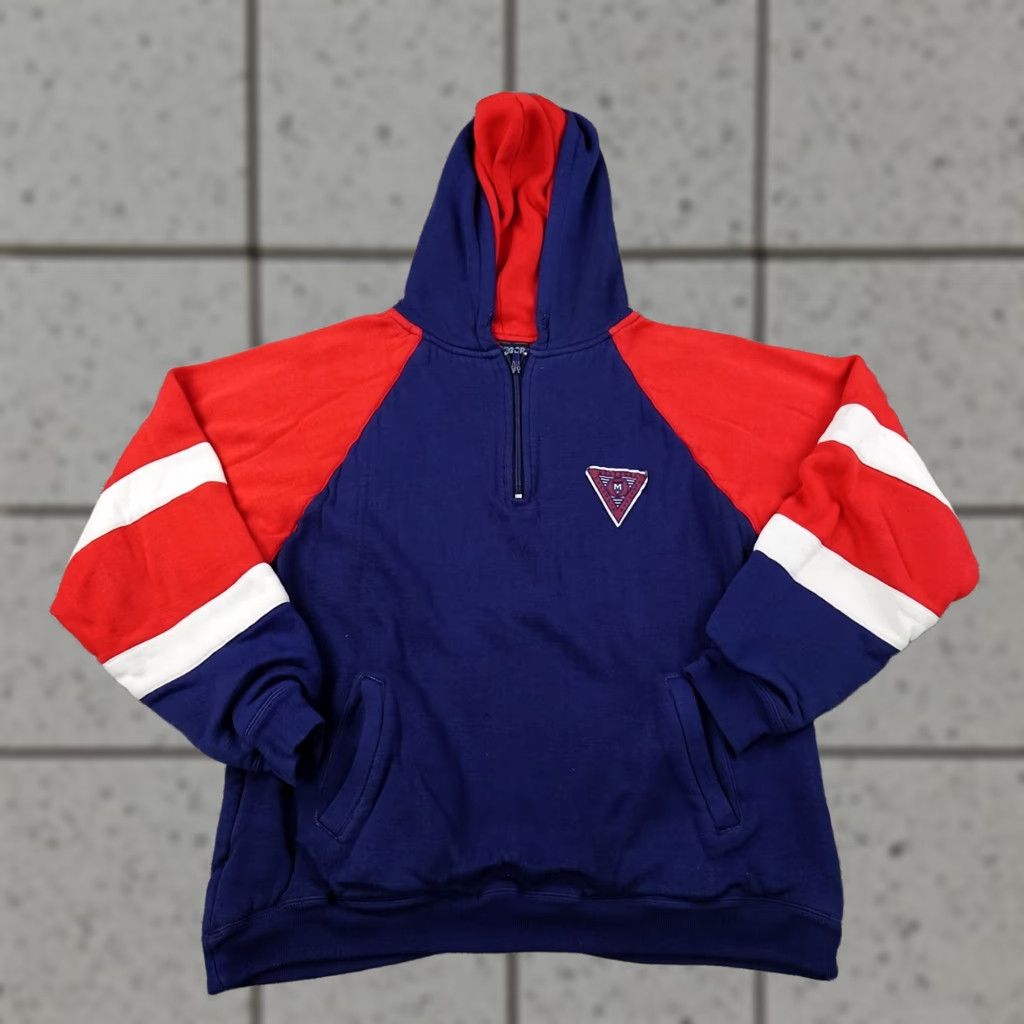 McGregor VINTAGE McGregor Sweater Mens L Red White Blue Outdoor Zip Hoodie Pullover Knit with Pockets, 1/4 Zip, Thermal, 3-Season Wear, Casual Mens Size US L / EU 52-54 / 3 - 1 Thumbnail
