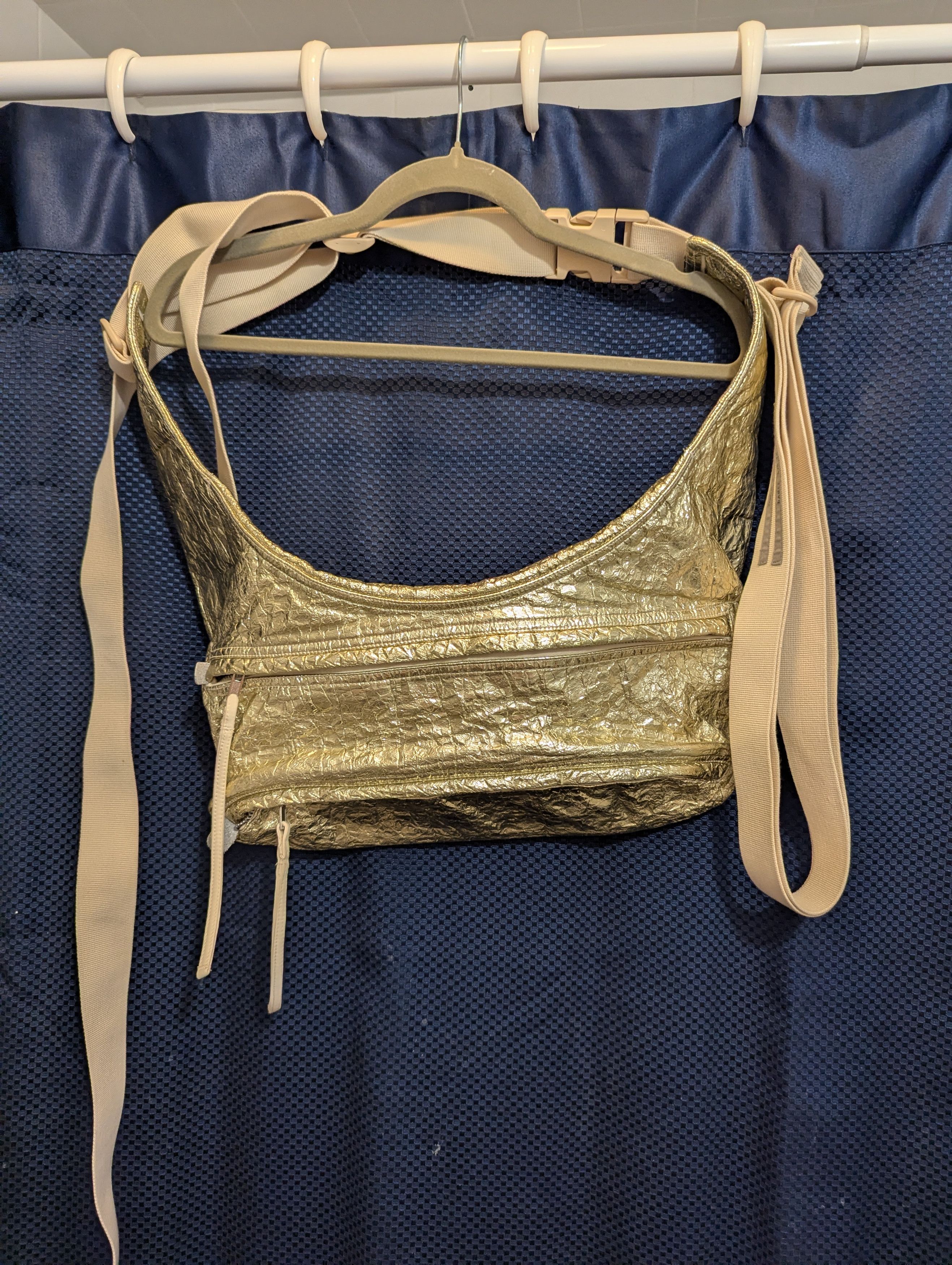 Rick Owens BABEL EUC Gold Leather with ivory cotton strap Size ONE SIZE - 8 Thumbnail