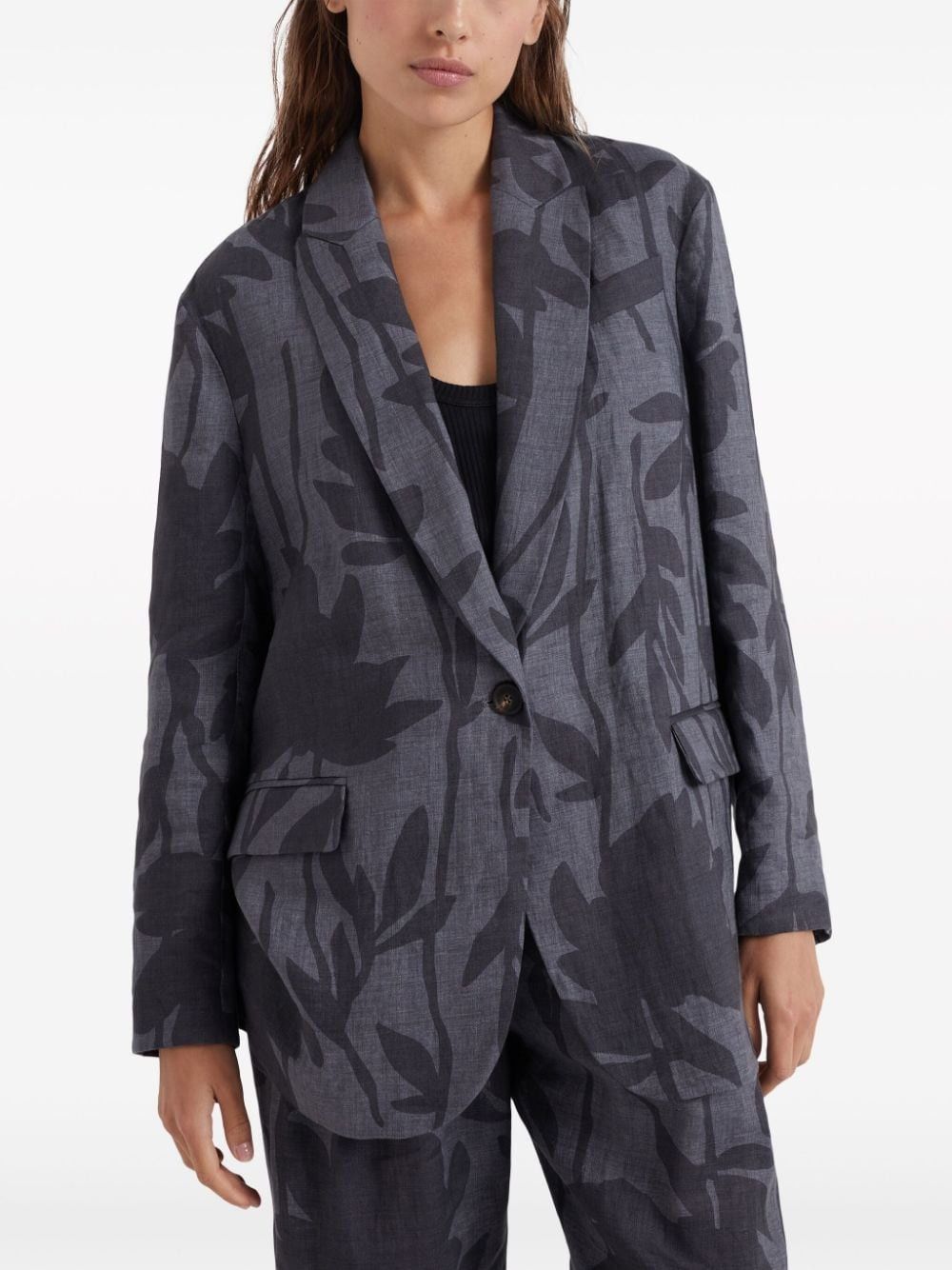 Brunello Cucinelli o1la1rc1a0425 Woven Jacket Wool in Grey/Dark Grey Size S / US 4 / IT 40 - 2 Thumbnail