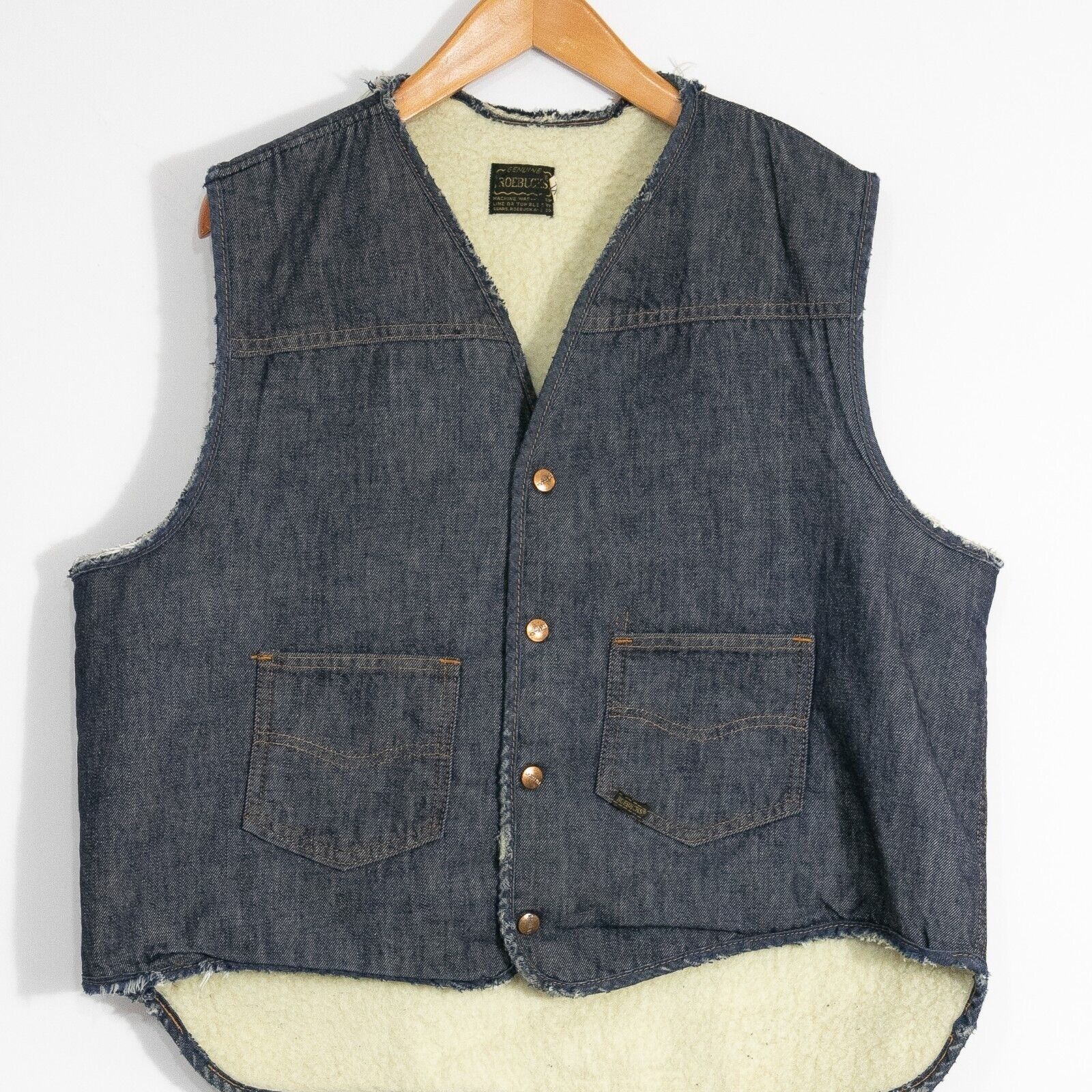 Vintage Vintage Sears Roebucks Denim Vest Mens XL - Sherpa Lined Size US XL / EU 56 / 4 - 2 Thumbnail