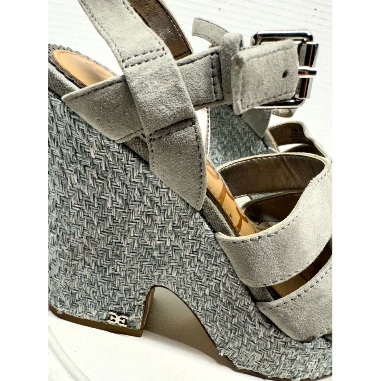 Sam Edelman Sam Edelman Liora Platform Heels Women 5.5M 35.5 Gray Open straps Buckles 5" Size US 4 / IT 34 - 2 Thumbnail