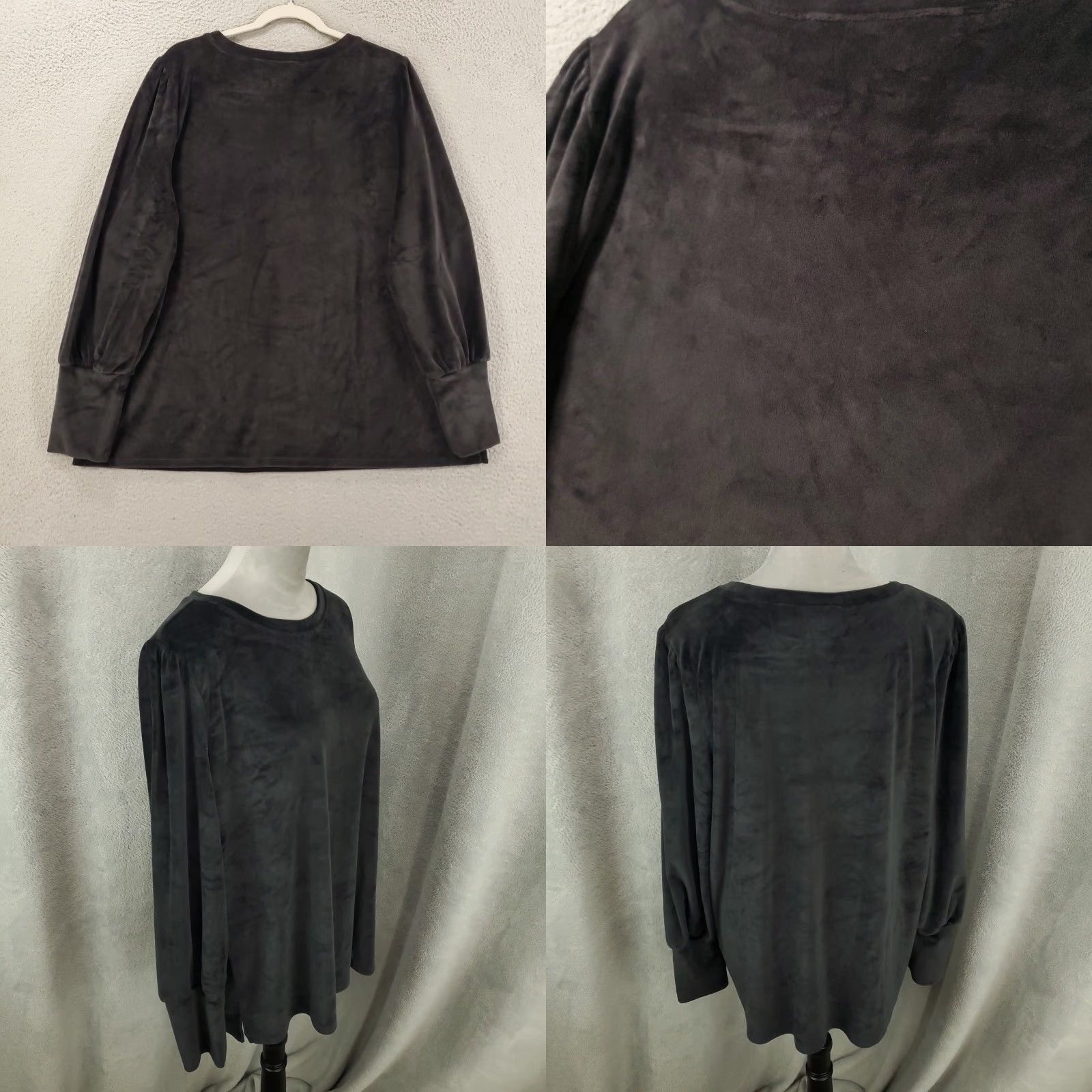 Vintage Belle by Kim Gravel Sweater Womens XL Black Velour Pullover Size XL / US 12-14 / IT 48-50 - 8 Thumbnail
