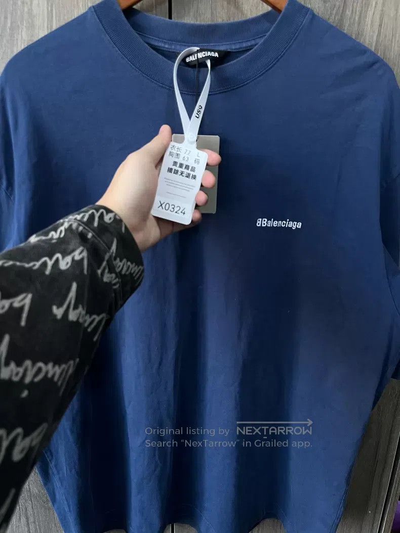Balenciaga Balenciaga Dark Blue Double B Embroidery Logo Short Sleeve Size US L / EU 52-54 / 3 - 9 Thumbnail