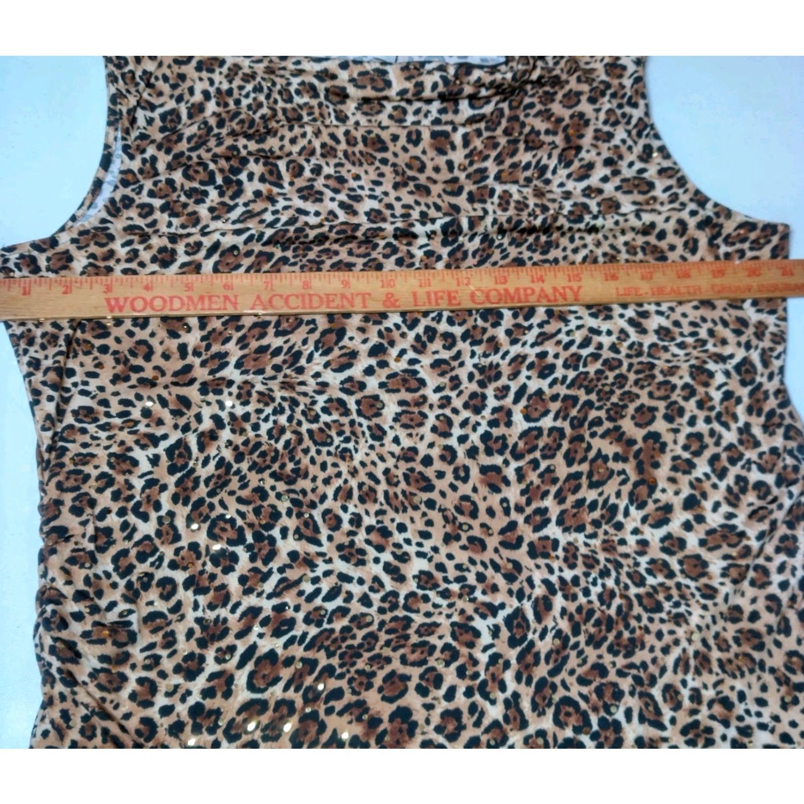 Laura Ashley Laura Ashley Shirt Women XL Sleeveless Brown Cat Cheetah Leopart Print Sequins Size XL / US 12-14 / IT 48-50 - 7 Thumbnail