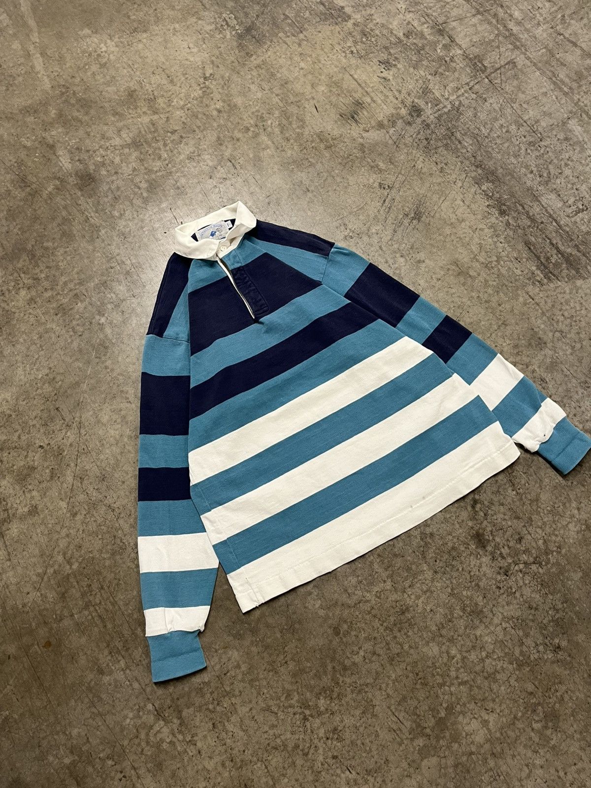 Polo Ralph Lauren × Vintage Rugby stripped vintage lands end polo style preppy hype rare Size US L / EU 52-54 / 3 - 1 Thumbnail