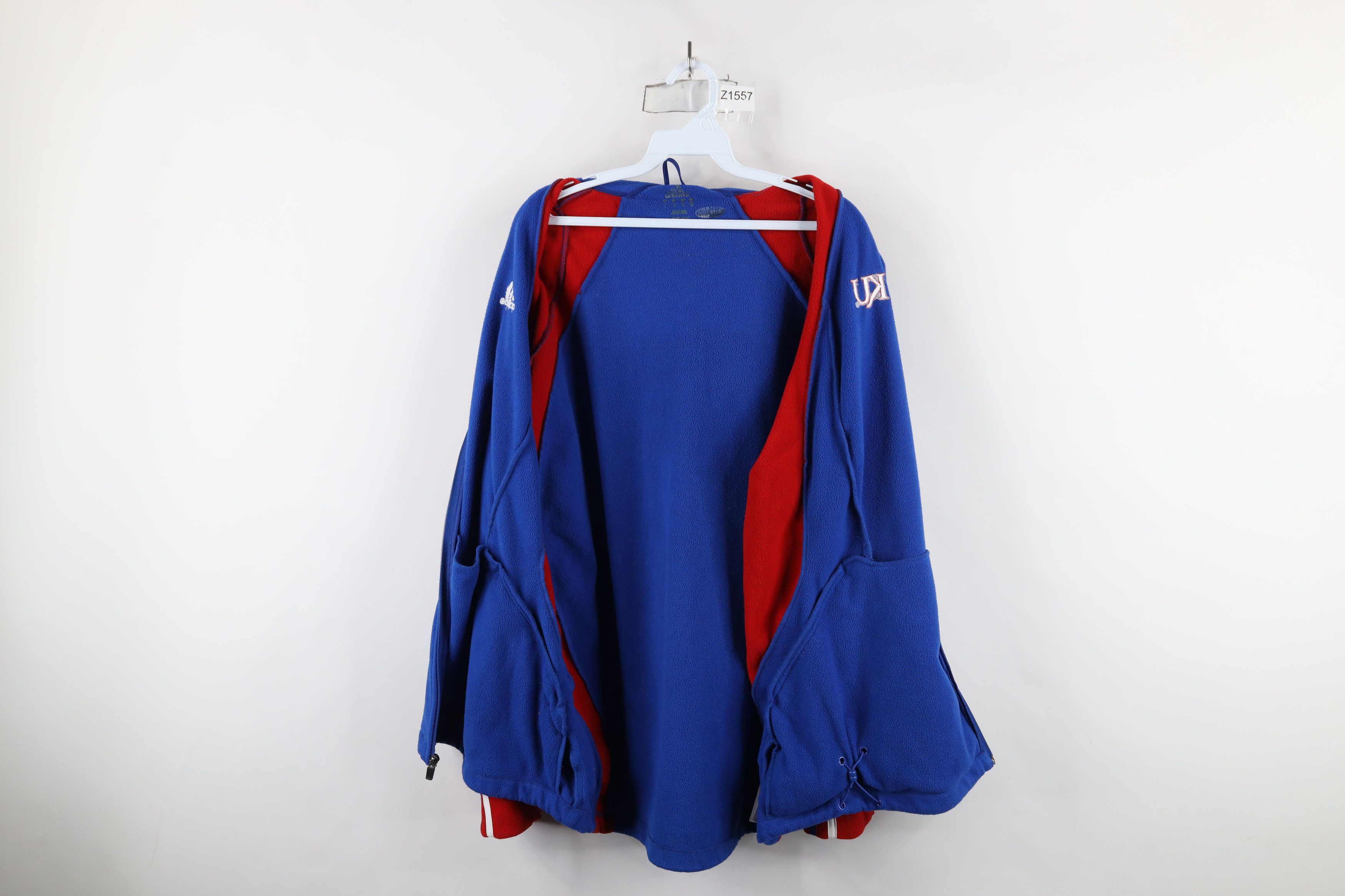 Adidas × Vintage Vintage Adidas Kansas University Full Zip Fleece Jacket Blue Size US M / EU 48-50 / 2 - 10 Thumbnail