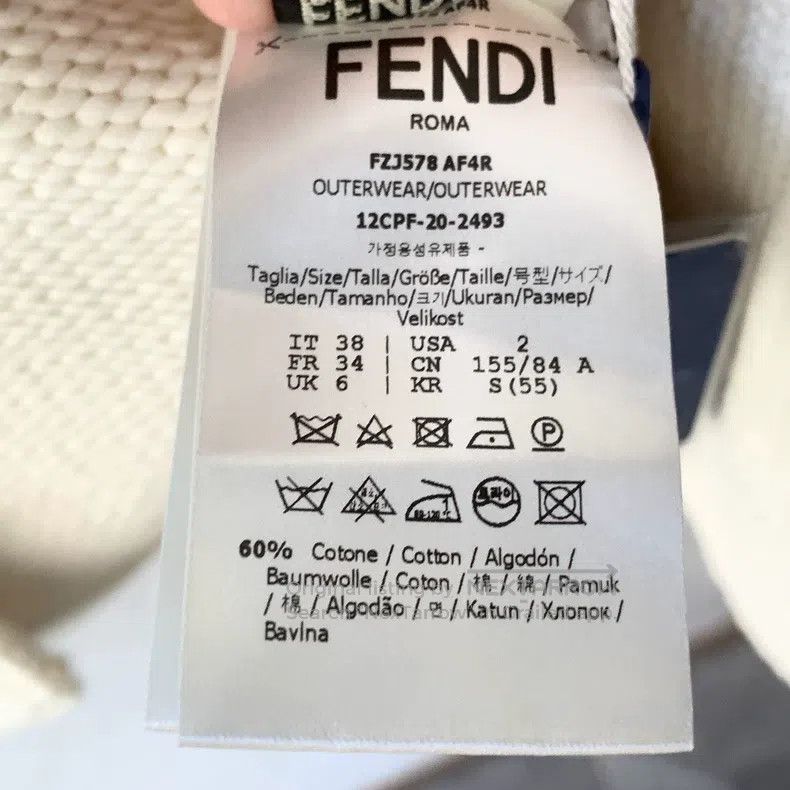 Fendi Fendi Women's white double-pocket fitted thick-knit casual Size XS / US 0-2 / IT 36-38 - 6 Thumbnail