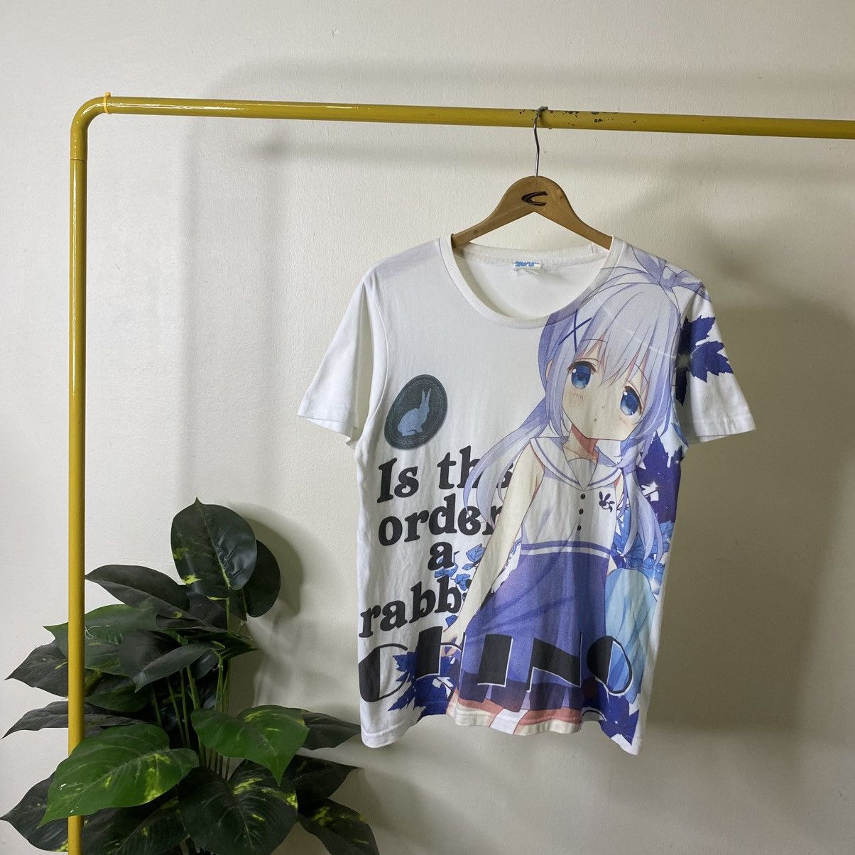 Anime Y2K Is the order a rabbit? Chino Kafuu Anime Overprint Tee Size US M / EU 48-50 / 2 - 1 Thumbnail