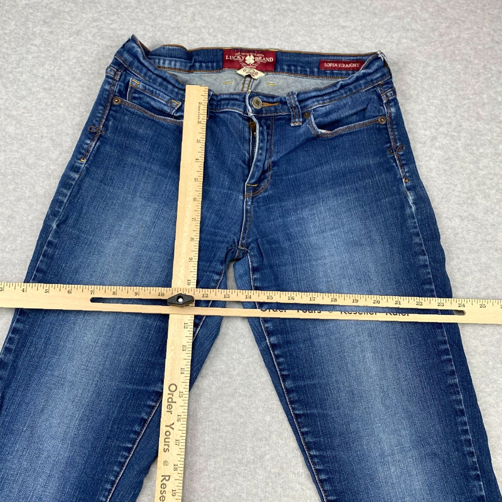 Lucky Brand Lucky Brand Sophia Straight Jeans Womens 6 / 28 Blue Mid-Rise Distressed Denim Size 28" / US 6 / IT 42 - 3 Thumbnail
