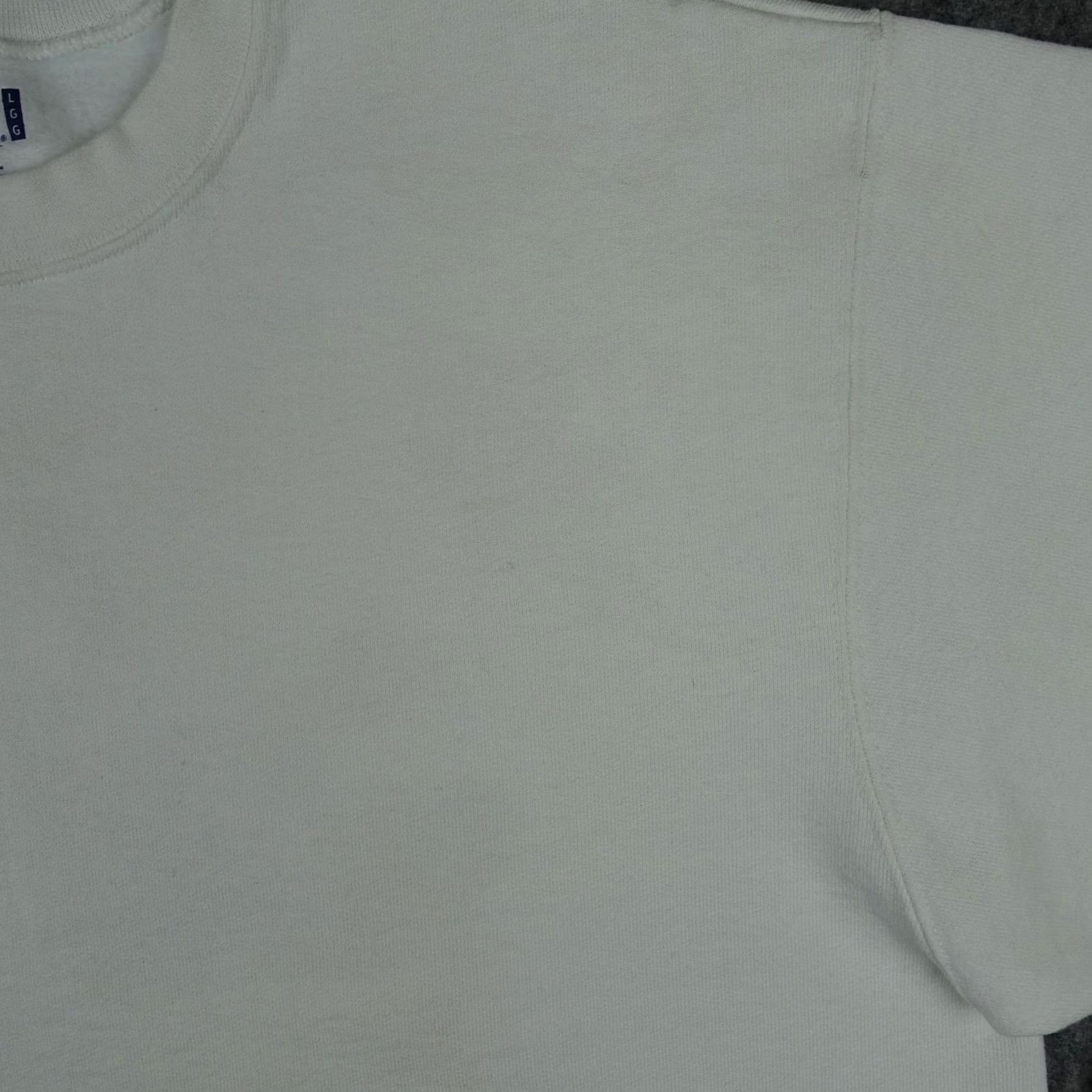 Fruit Of The Loom Fruit of The Loom Sweatshirt Mens Large White Fleece Pullover Blank 90s Crew Neck Pullover 90s Mens L White Size US L / EU 52-54 / 3 - 3 Thumbnail