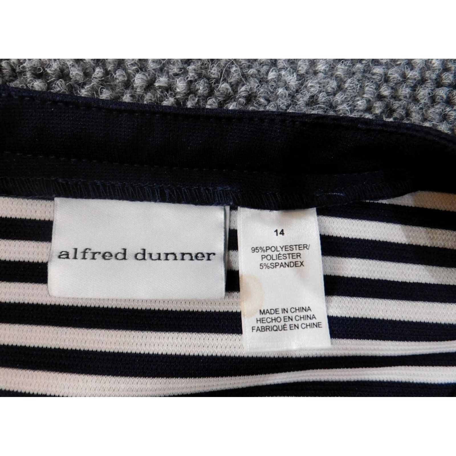 Vintage Alfred Dunner Jacket Women's Regular Size 14 Blue Striped Stretch Polyester Long Sleeve Mid-Length Casual Size XL / US 12-14 / IT 48-50 - 4 Thumbnail