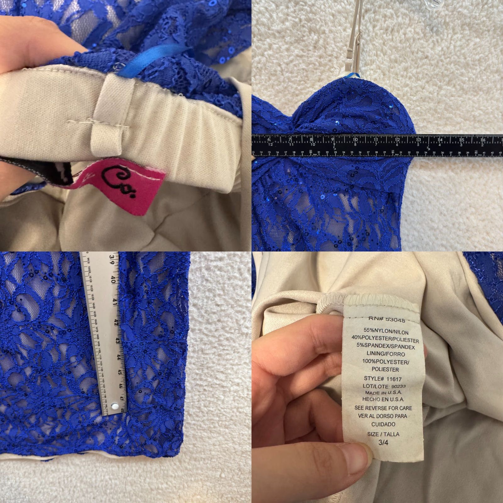Vintage VINTAGE Y2K Morgan & Co. Prom Dress Maxi Blue Lace Sequin Strapless XS Small Adult Womens Size XS / US 0-2 / IT 36-38 - 8 Thumbnail
