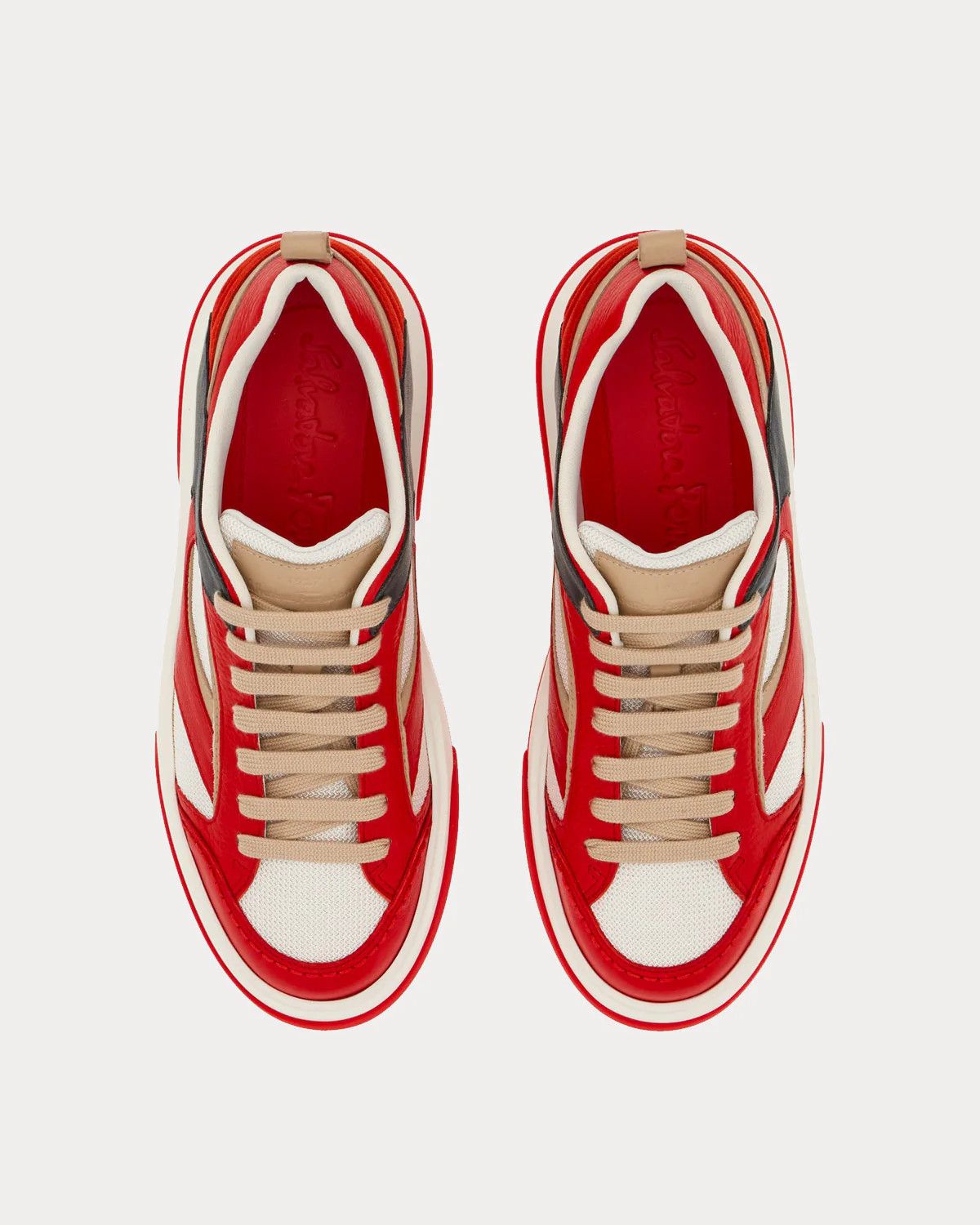 Salvatore Ferragamo o1s1rm0724 Leather Low-Top Sneakers in Red/White Size US 6 / EU 39 - 2 Thumbnail
